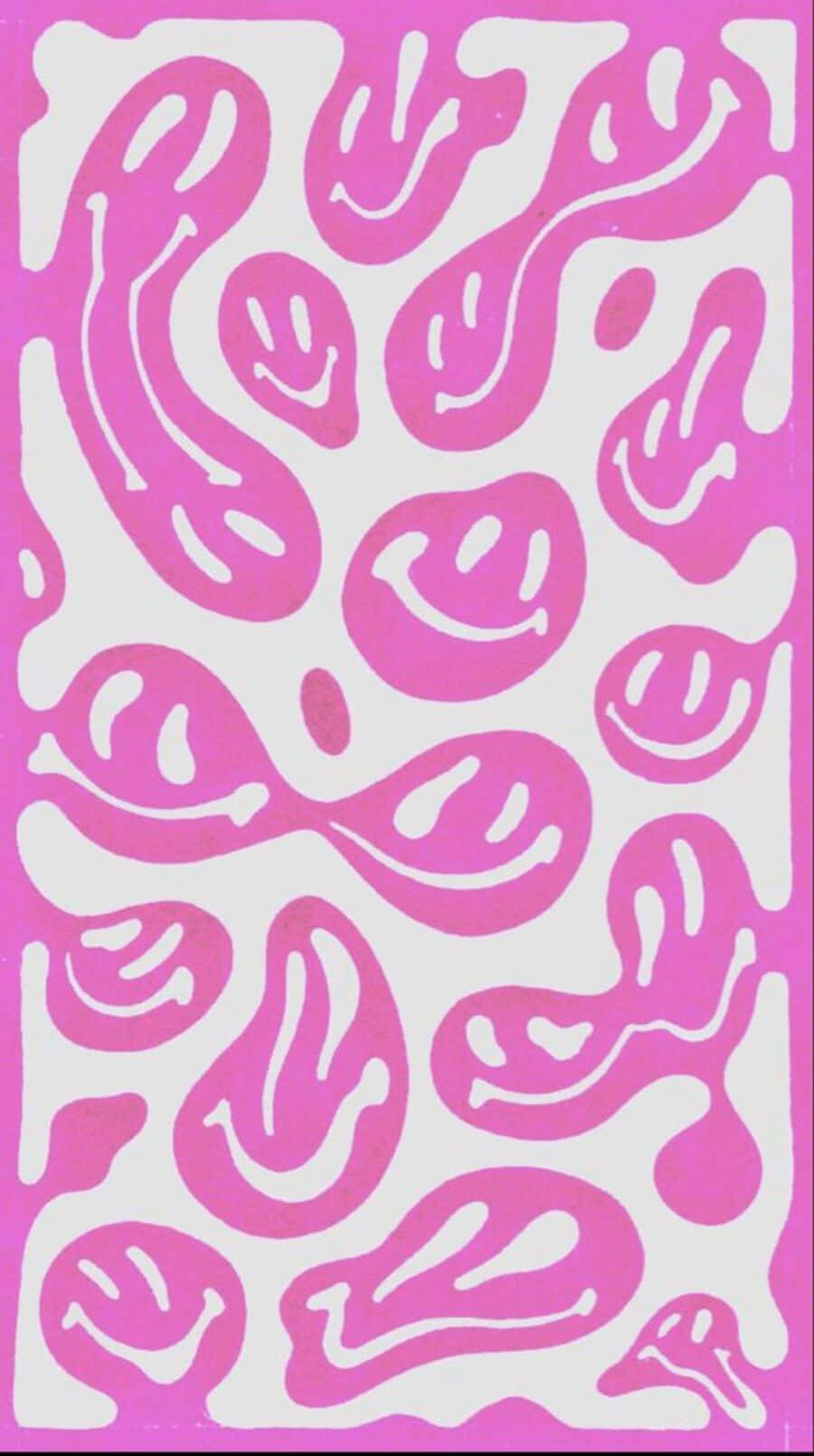 aesthetic smiley face, vibrant pink, abstract shapes, HD Phone Wallpaper