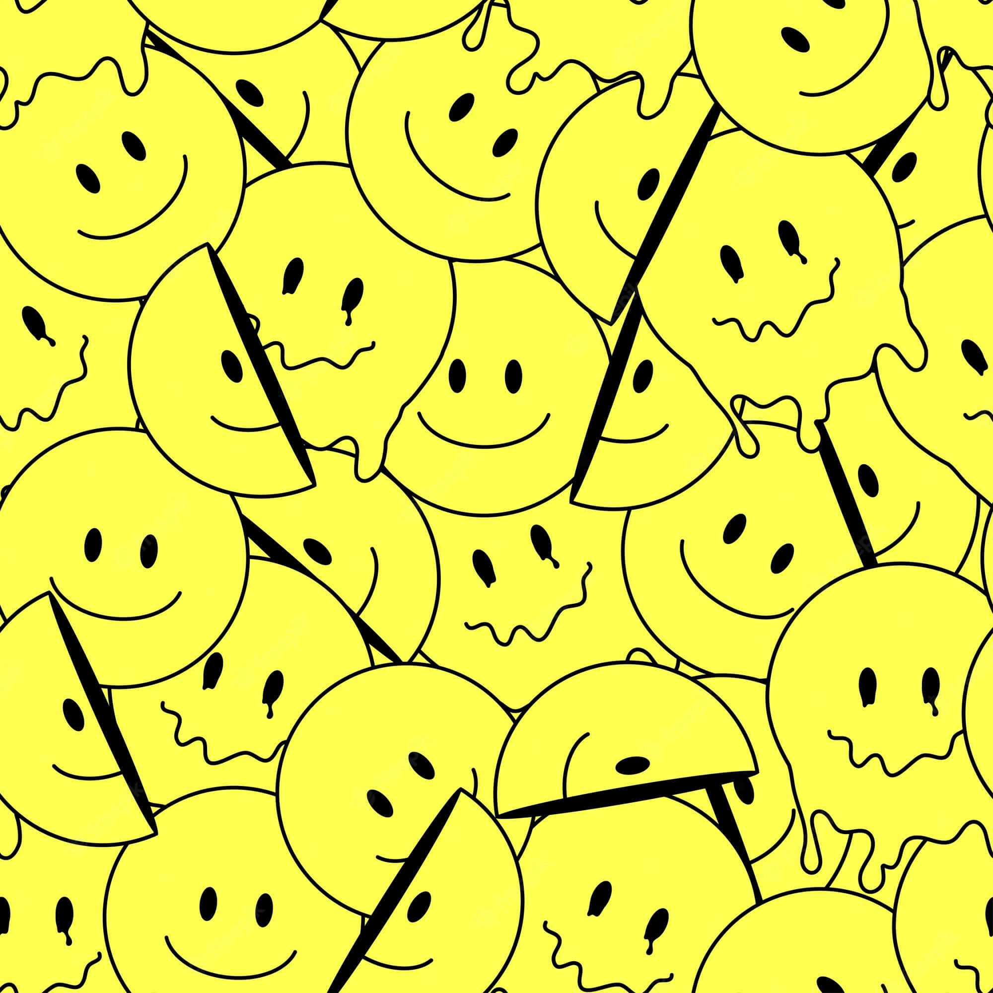yellow melted seamless pattern, aesthetic trippy smiley face, vibrant yellow smiley faces, Full HD Desktop Wallpaper