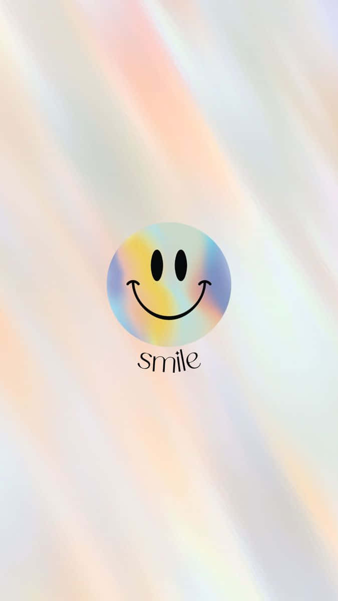 smiley face, rainbow gradient hues, soft pastel streaked background, SD Phone Wallpaper