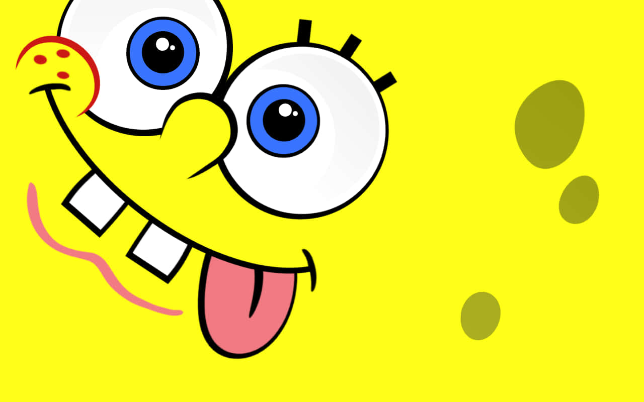 SpongeBob, tongue out, bright yellow background, HD Desktop Wallpaper