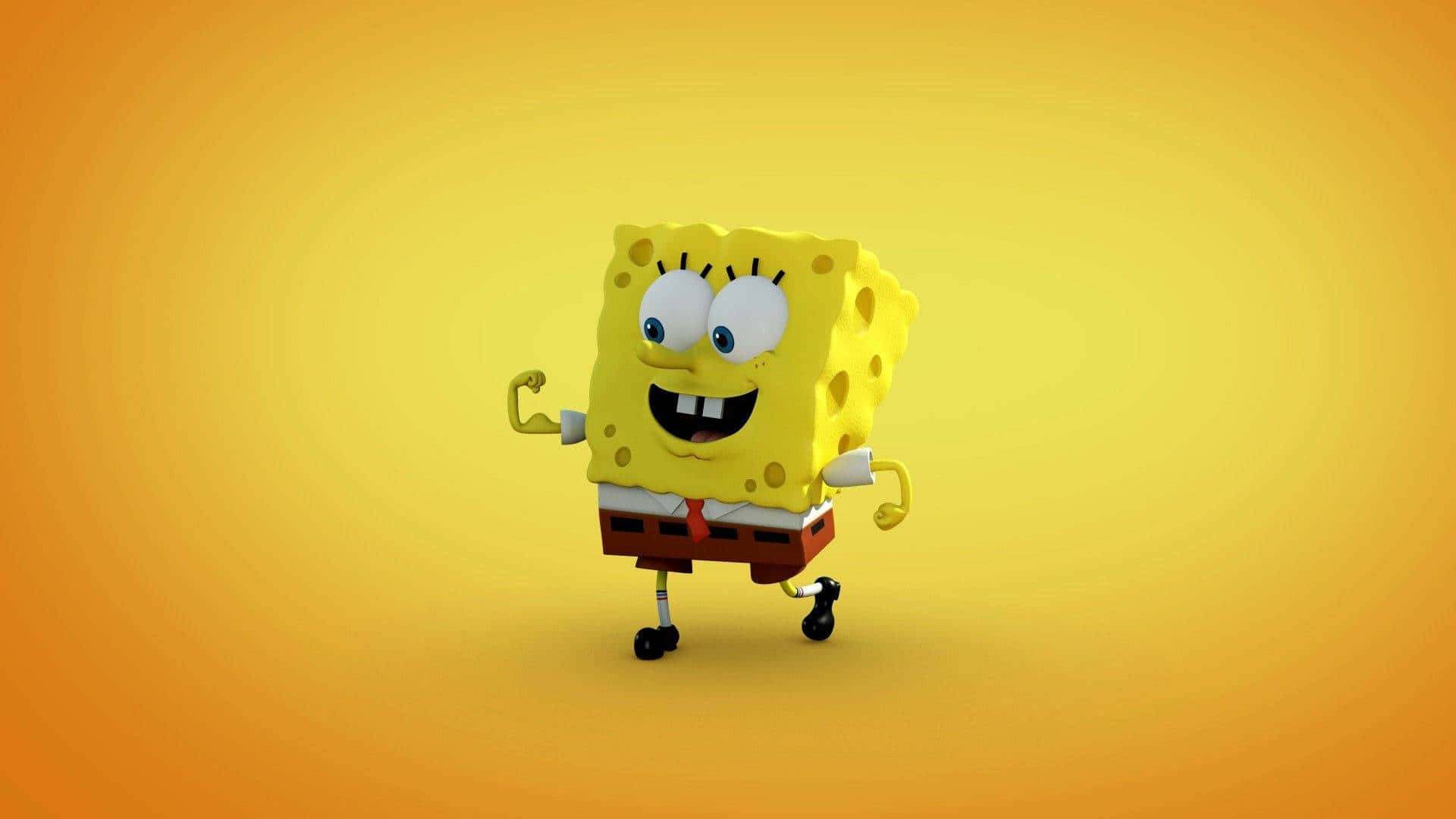 3 D Sponge Bob, yellow background, red shorts, Full HD Desktop Wallpaper