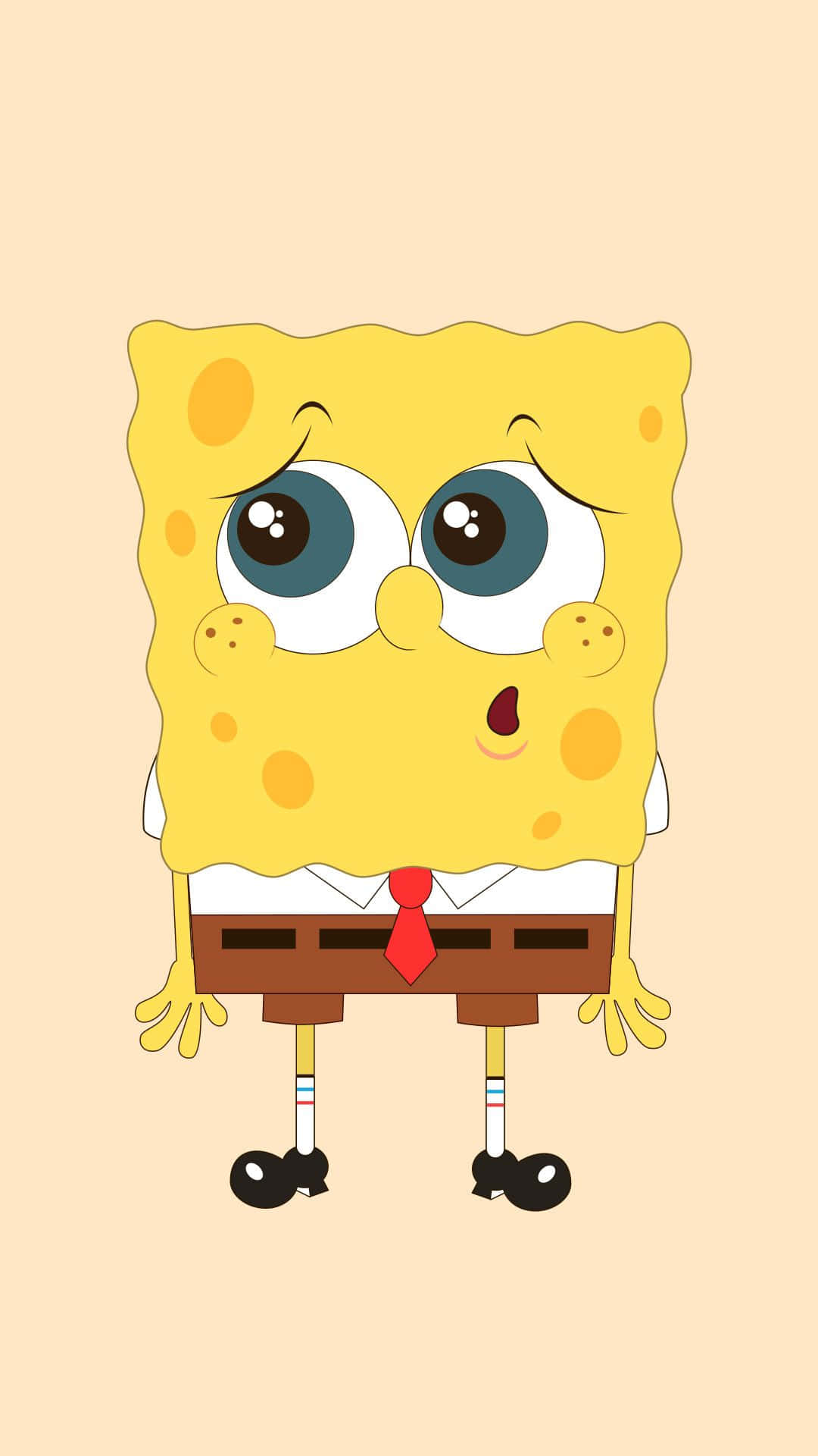 Spongebob, yellow cartoon sponge, big blue eyes, Full HD Phone Wallpaper