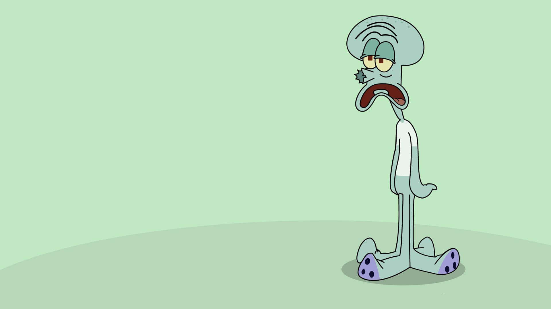 Squidward, green background, plain green room, Full HD Desktop Wallpaper