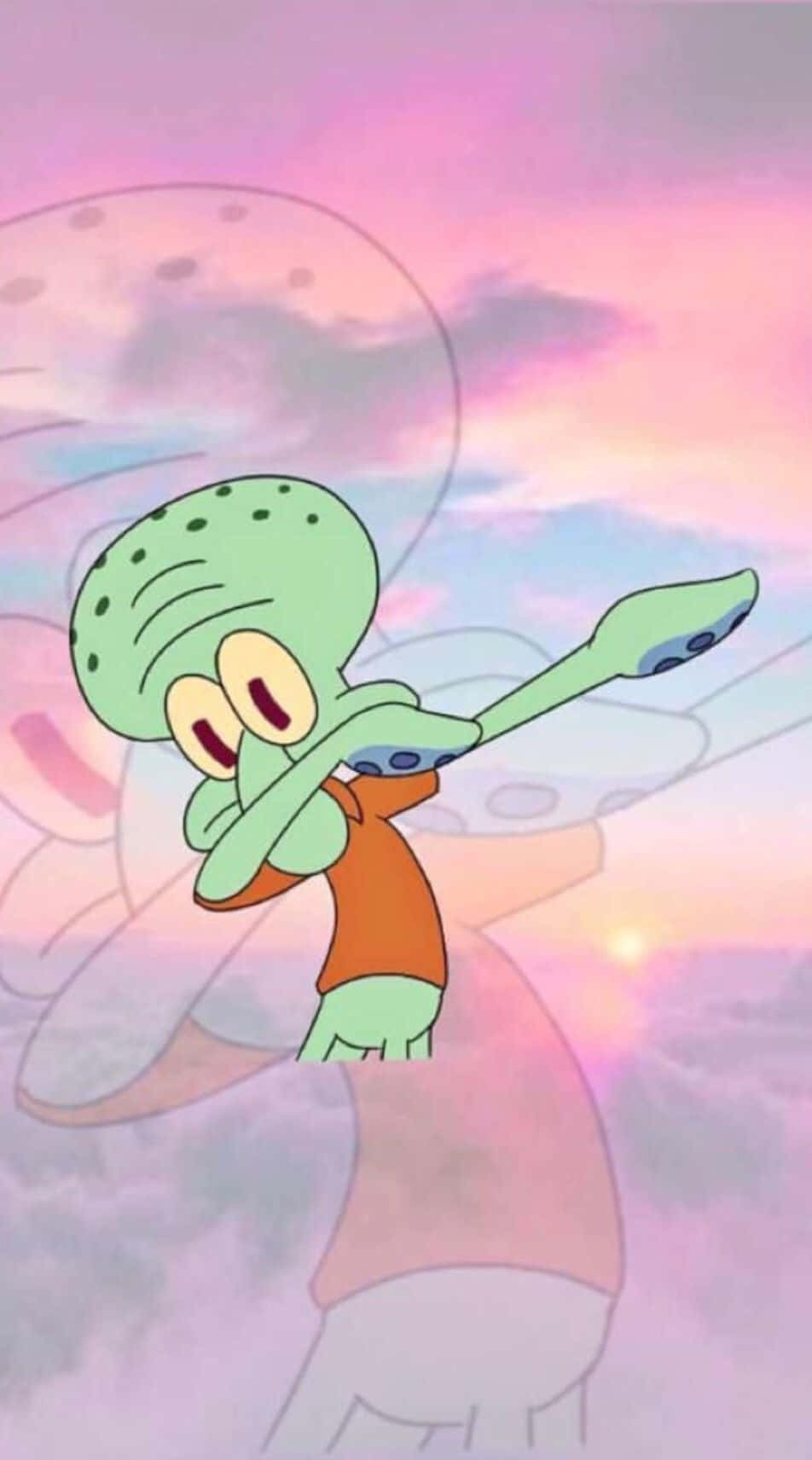 Aesthetic Squidward, Squidward, sunset sky, HD Phone Wallpaper