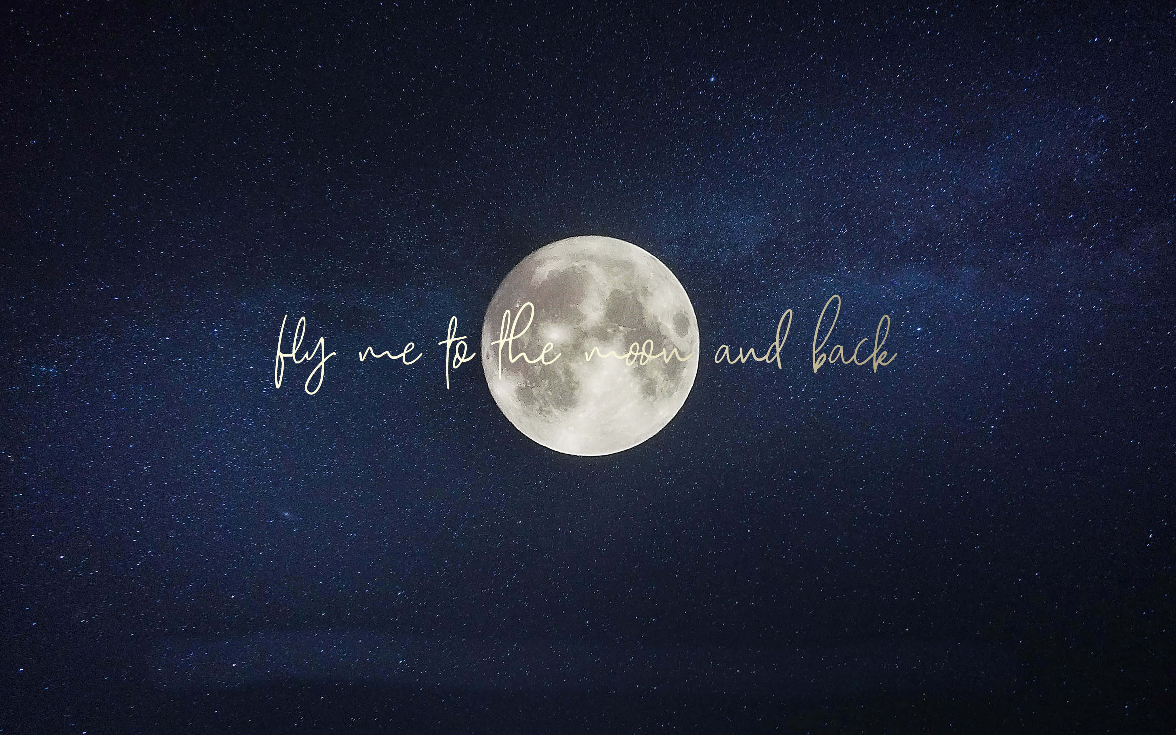 full moon, starry night sky, fly me to the moon and back, 4K Desktop Wallpaper