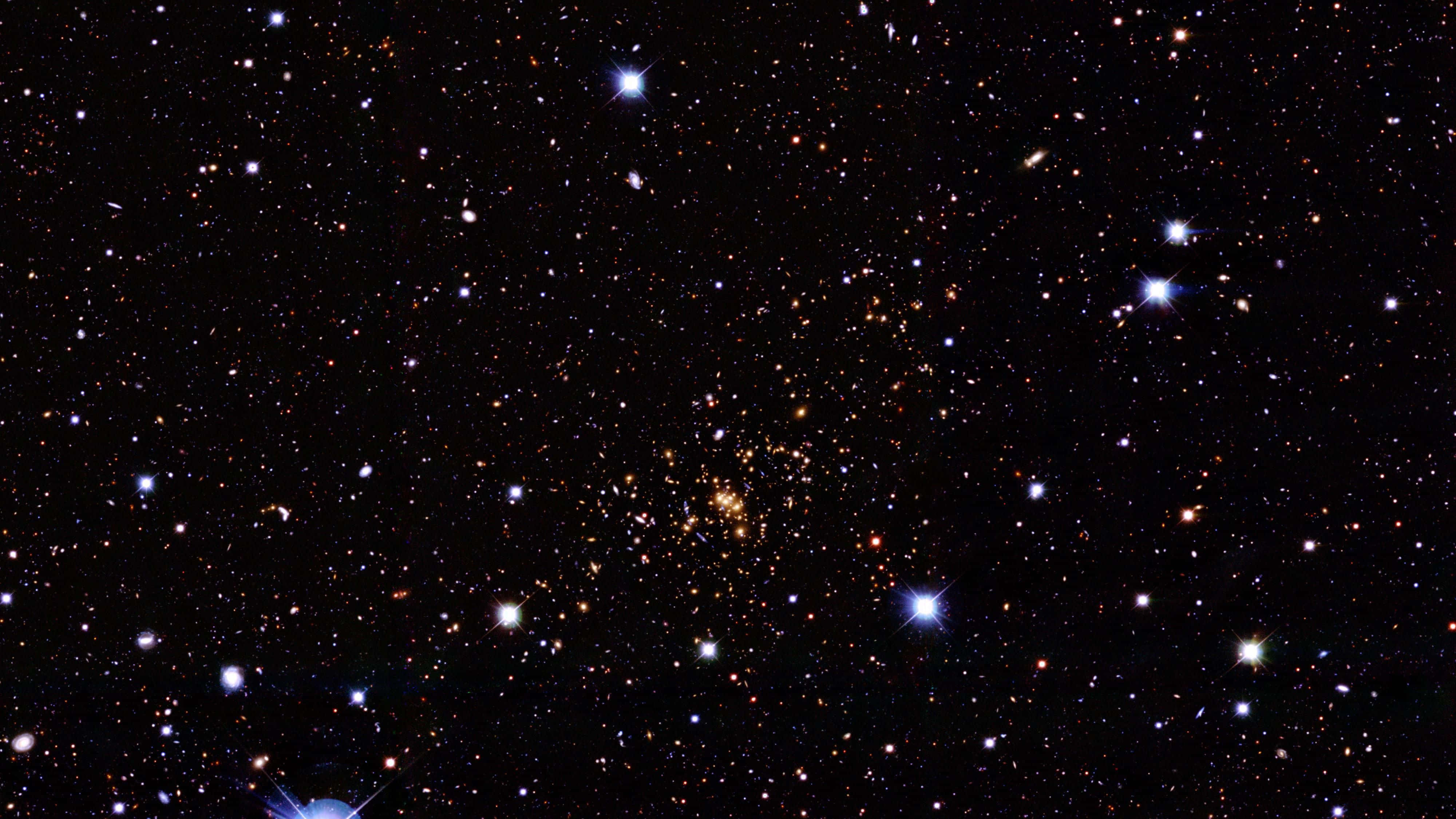 starfield, blue stars, orange stars, 4K Desktop Wallpaper