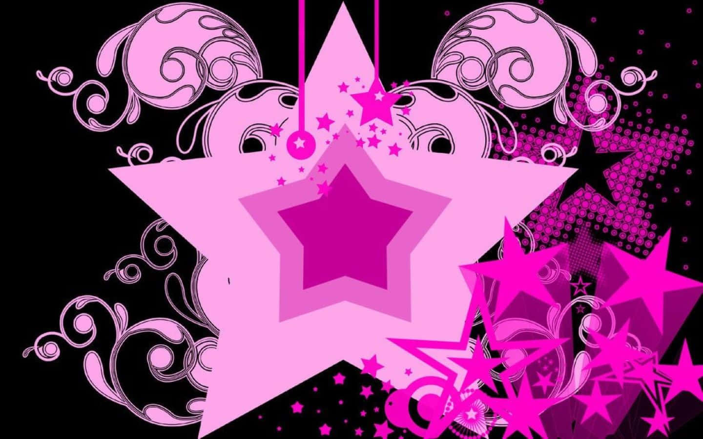 aesthetic star, vibrant pink stars, swirling patterns, HD Desktop Wallpaper