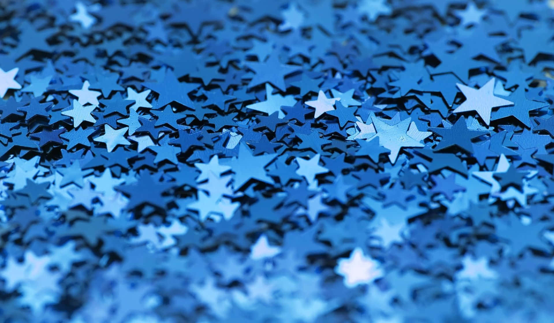 Aesthetic Star, shimmering blue star-shaped confetti, soft depth of field, HD Desktop Wallpaper
