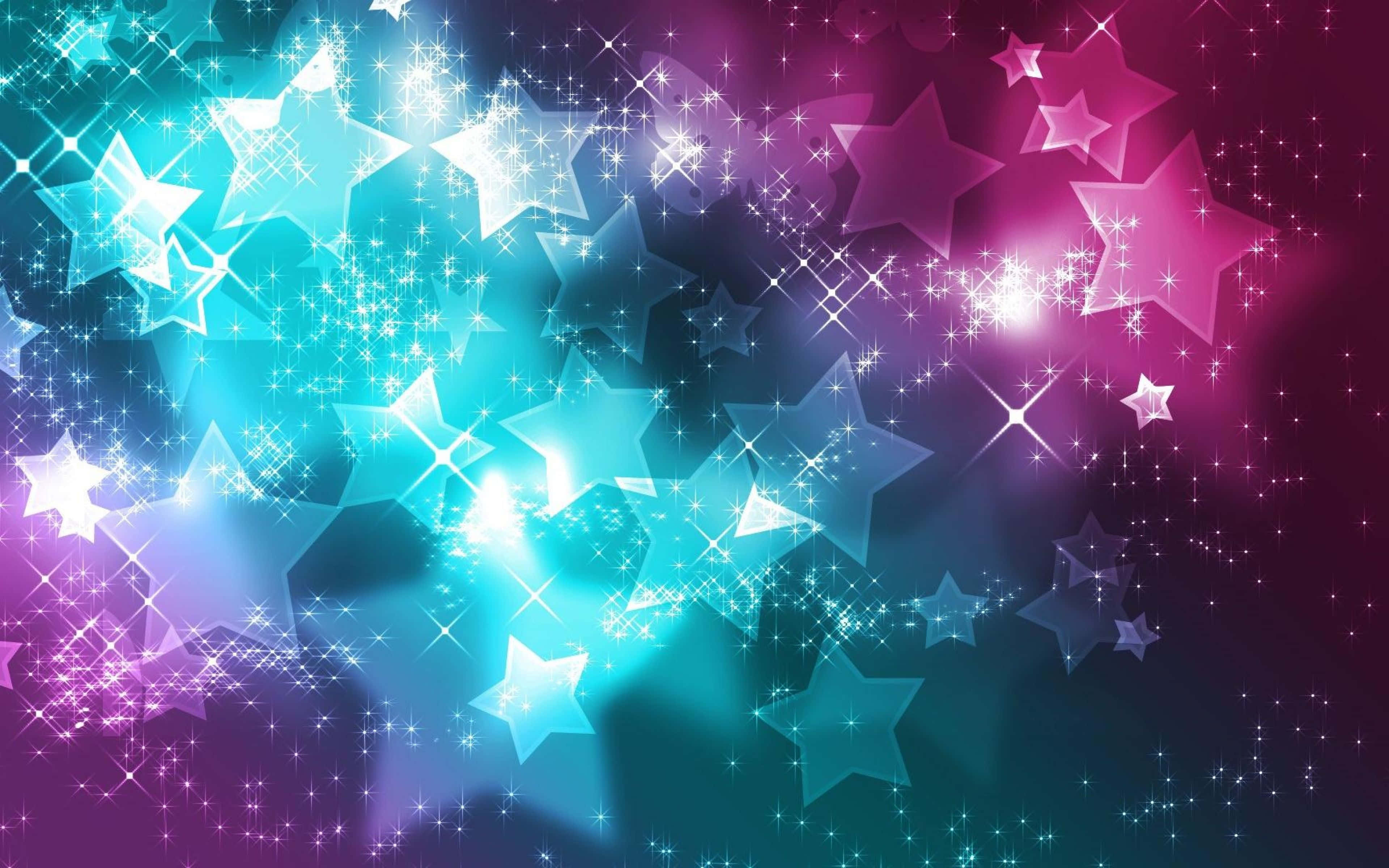 Aesthetic Star, cyan, magenta, 4K Desktop Wallpaper