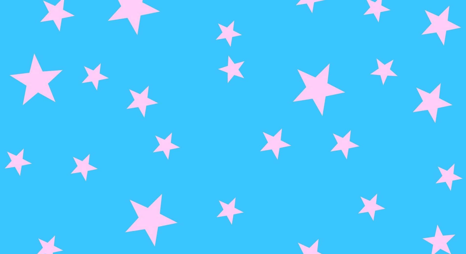 Aesthetic Star, bright blue background, soft pink stars, HD Desktop Wallpaper