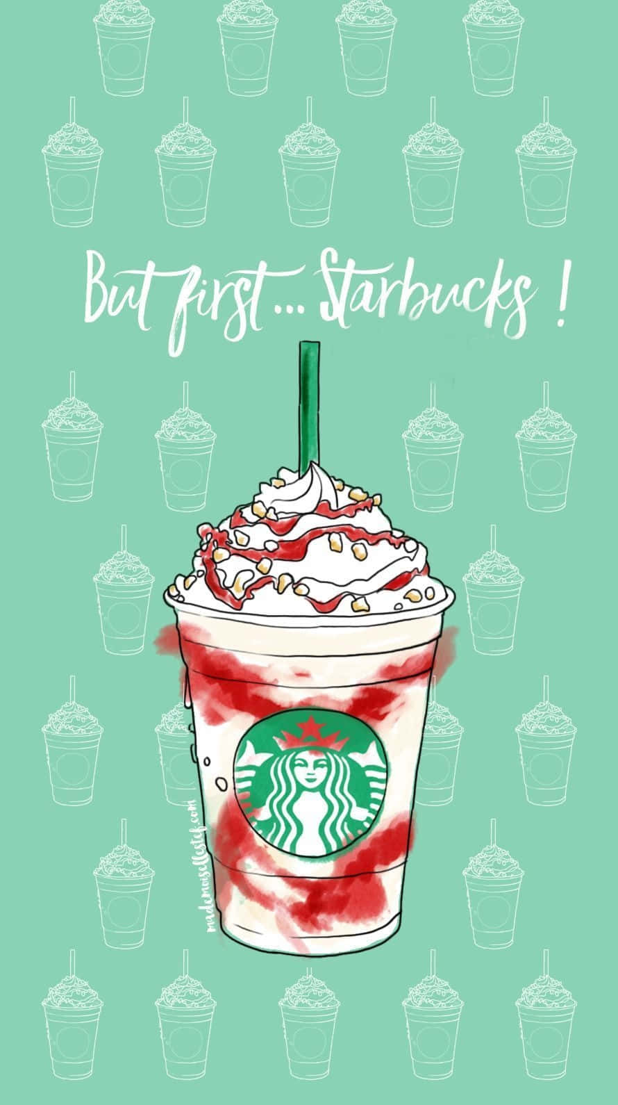 Starbucks, whipped cream, red swirls, HD Phone Wallpaper