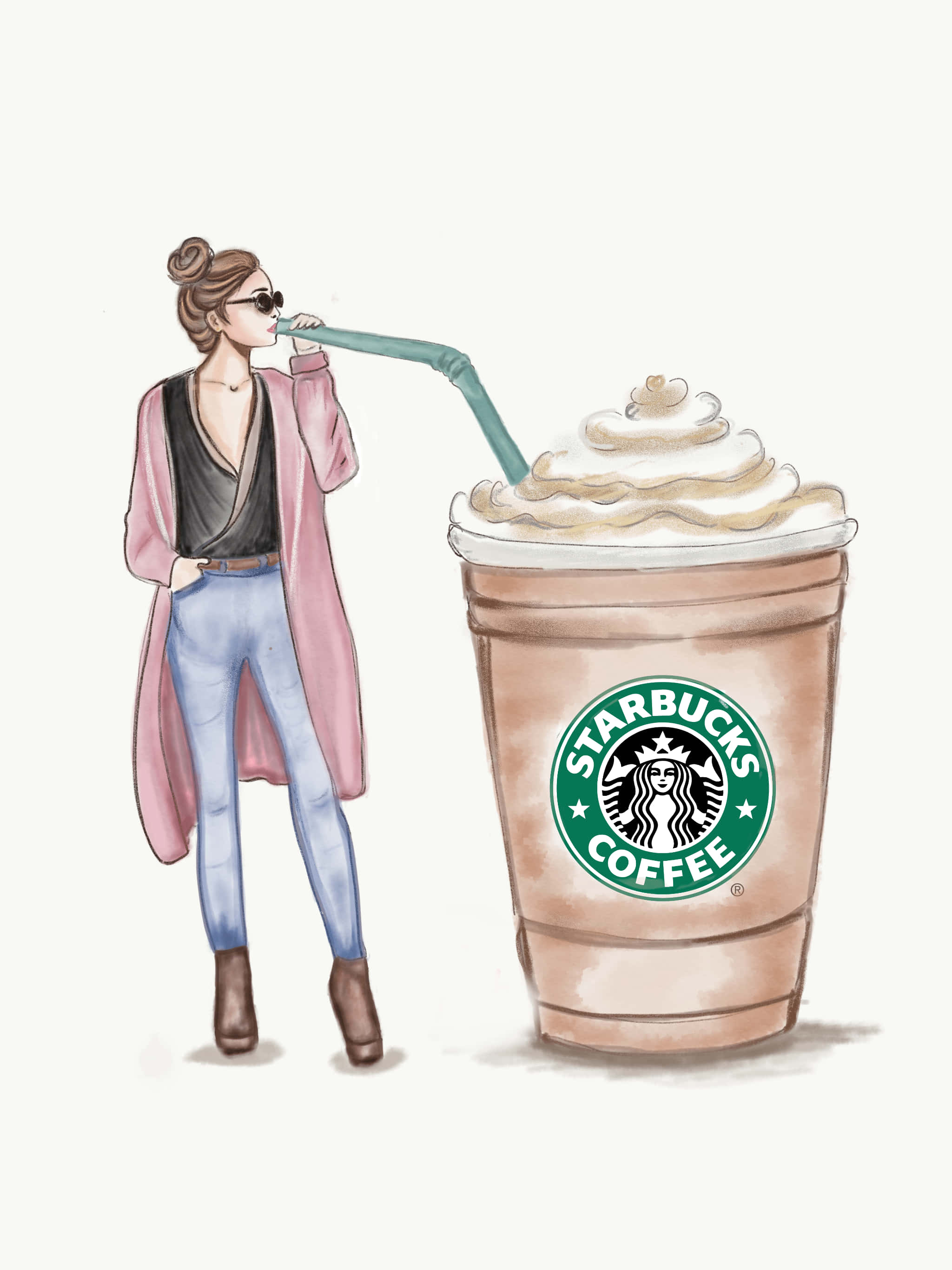 Starbucks, frappuccino, whipped cream, 2K Phone Wallpaper