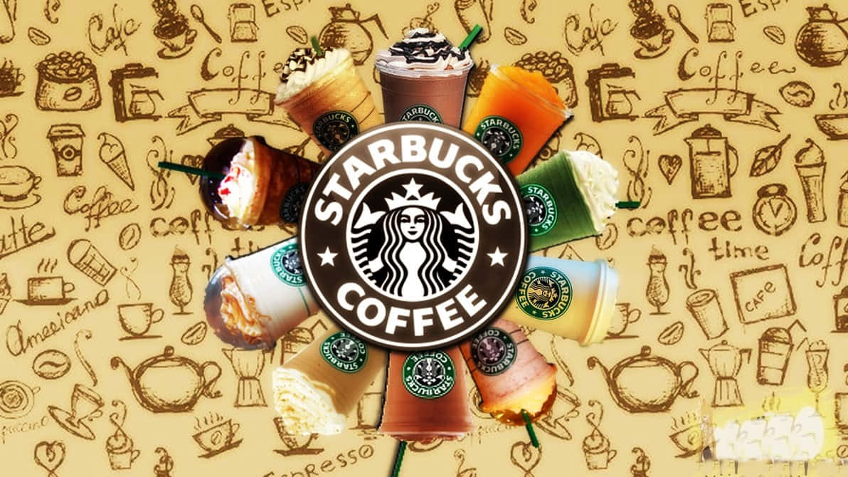 Starbucks, Starbucks logo, colorful drinks, SD Desktop Wallpaper