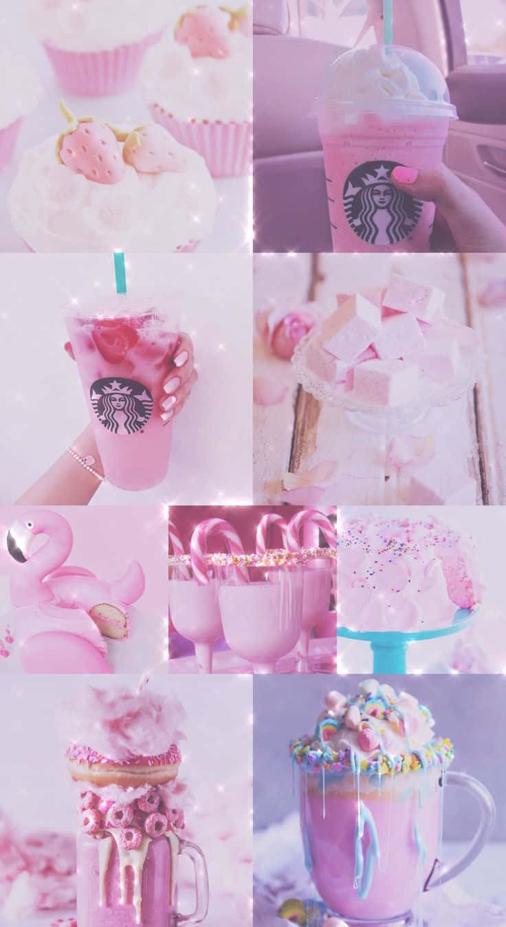 Aesthetic Starbucks, pink-themed, strawberry drinks, HD Phone Wallpaper