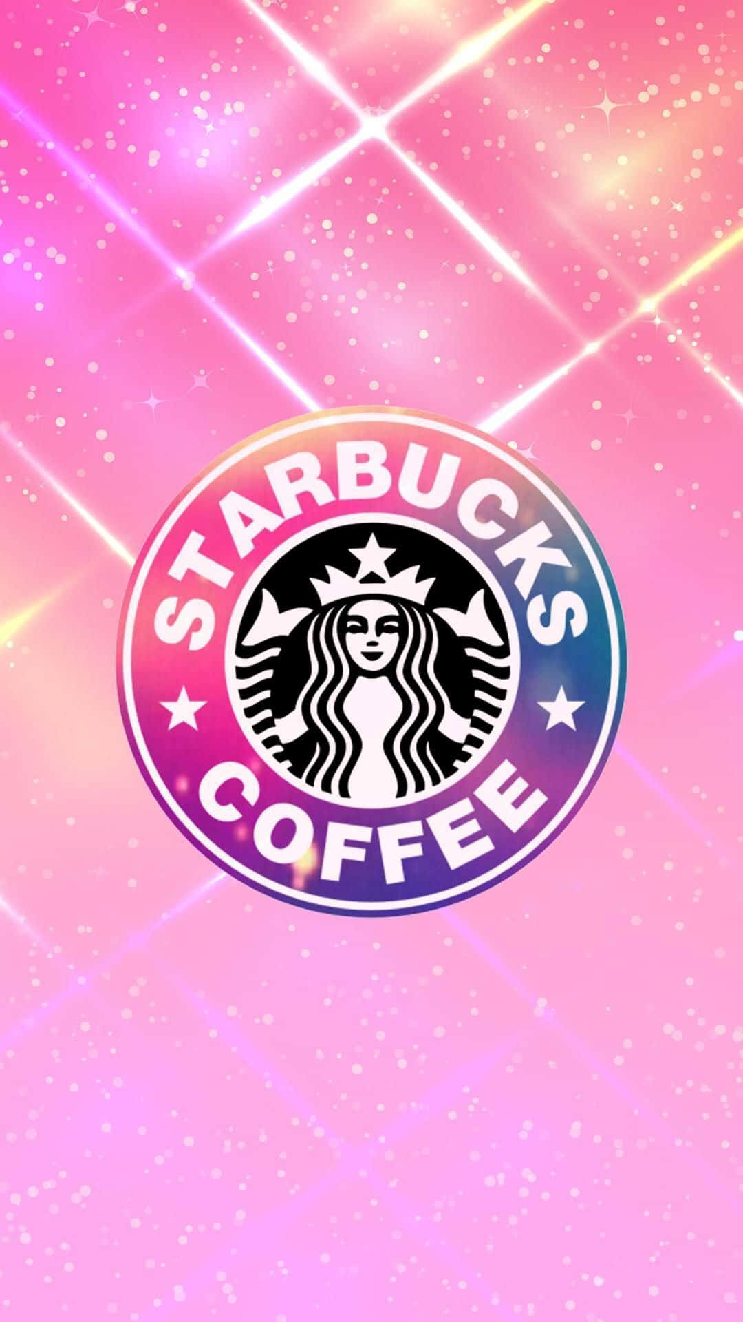Starbucks, pink and purple gradient, glowing Starbucks logo, Full HD Phone Wallpaper