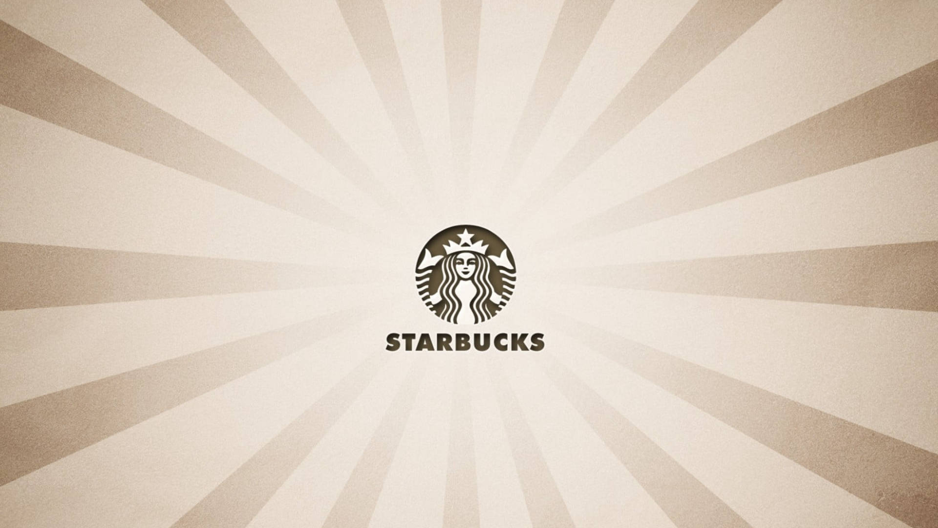 Starbucks, brown logo, vintage beige sunburst background, Full HD Desktop Wallpaper