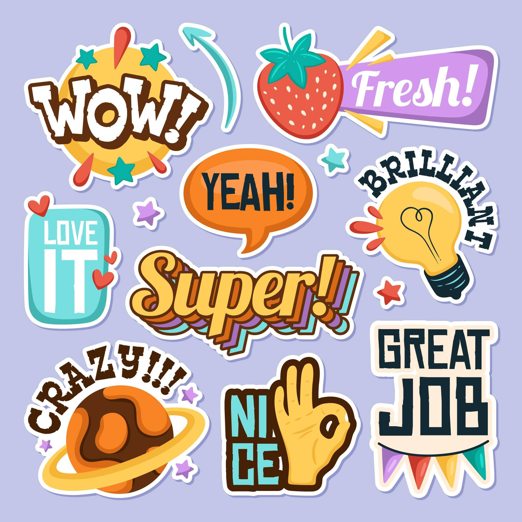 aesthetic stickers, affirmations, vibrant cartoon stickers, Full HD Desktop Wallpaper