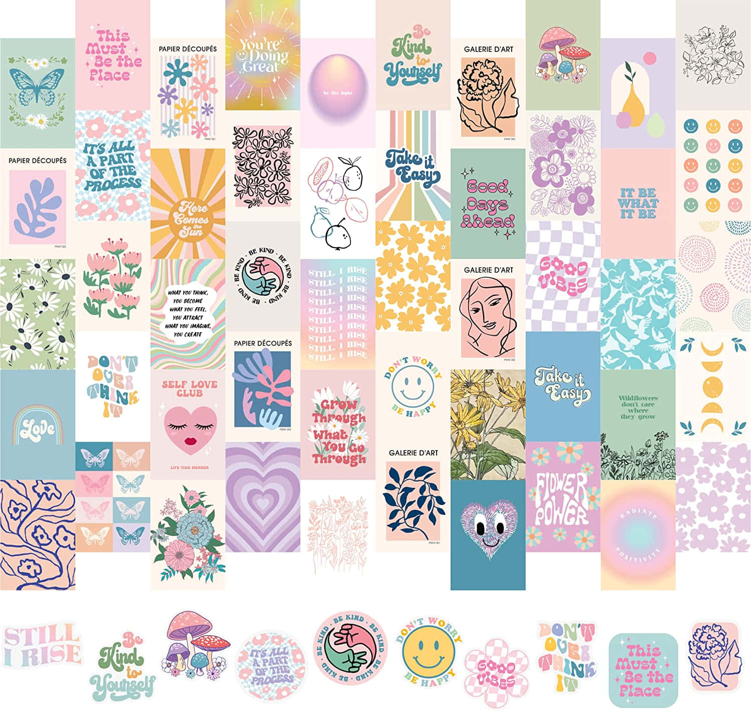 Danish aesthetic, pastel-colored, floral patterns, HD Desktop Wallpaper