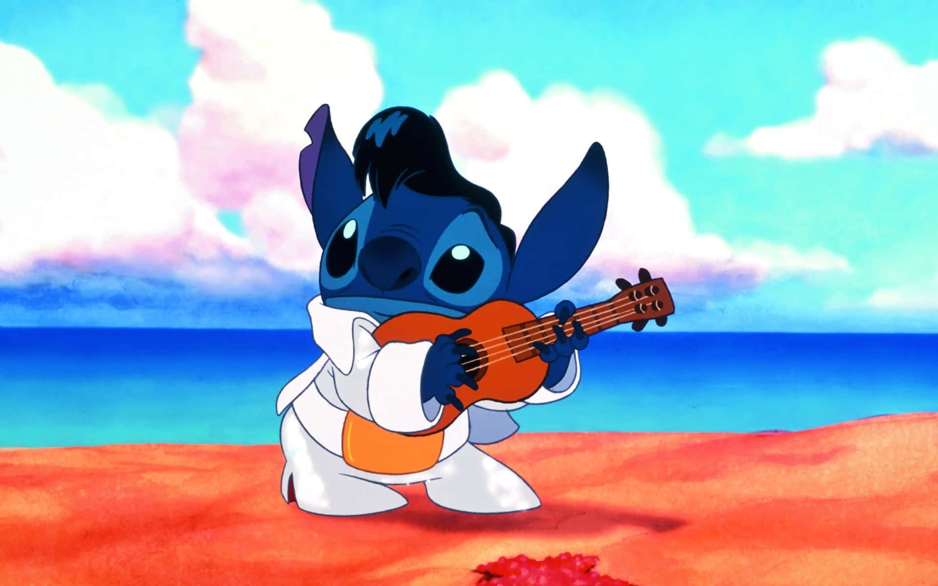 Aesthetic Stitch Disney, Stitch, ukulele, Full HD Desktop Wallpaper