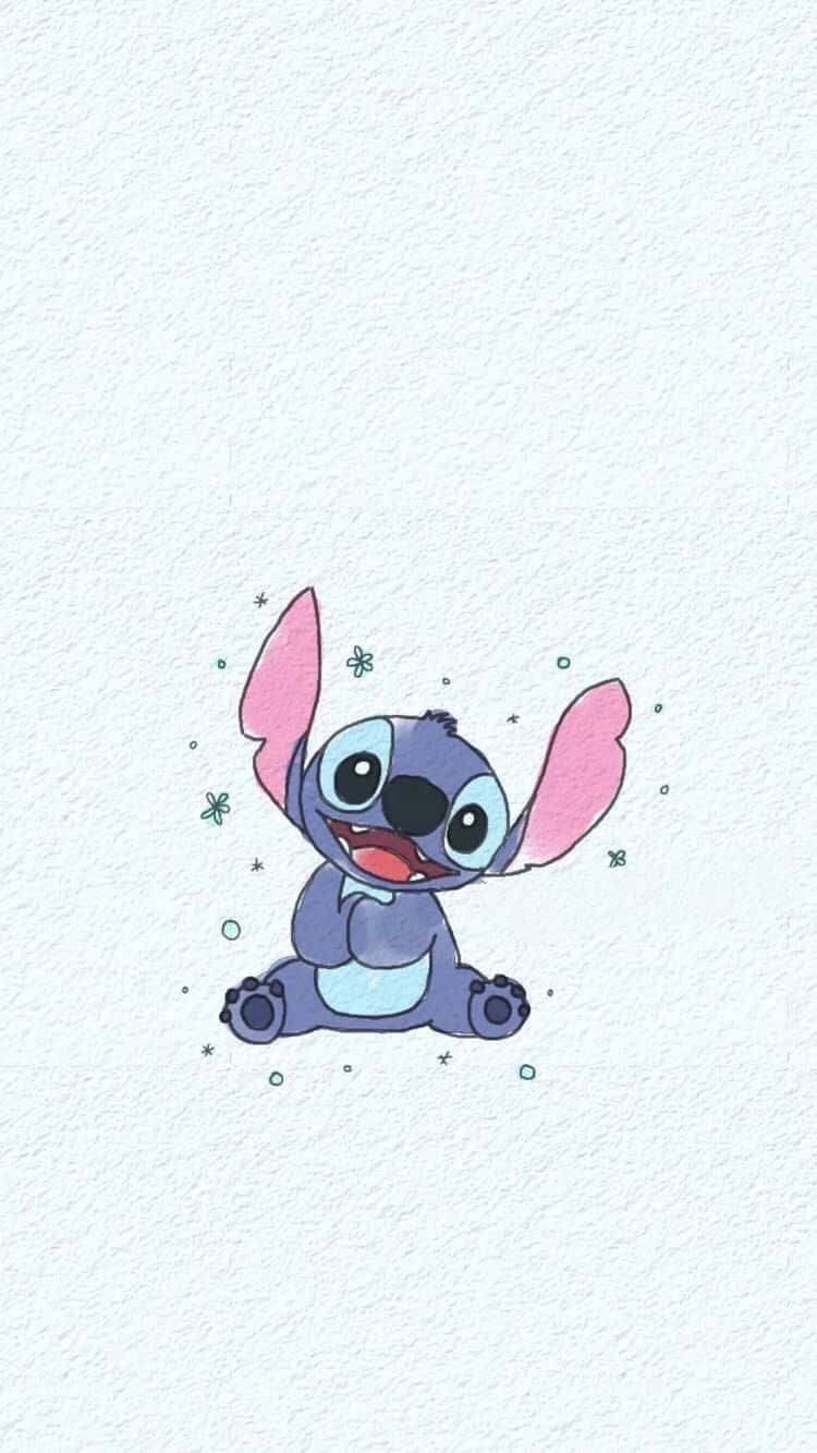 Aesthetic Stitch Disney, blue alien, pink ears, HD Phone Wallpaper