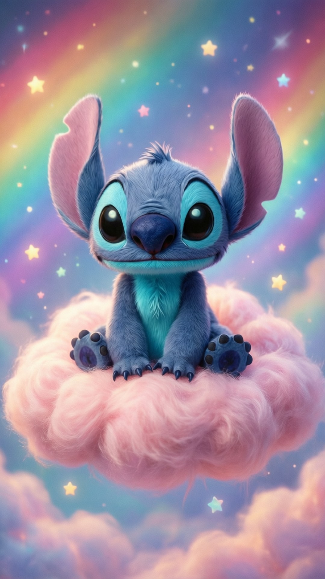 Stitch, pastel cloud, pink cloud, Full HD Phone Wallpaper