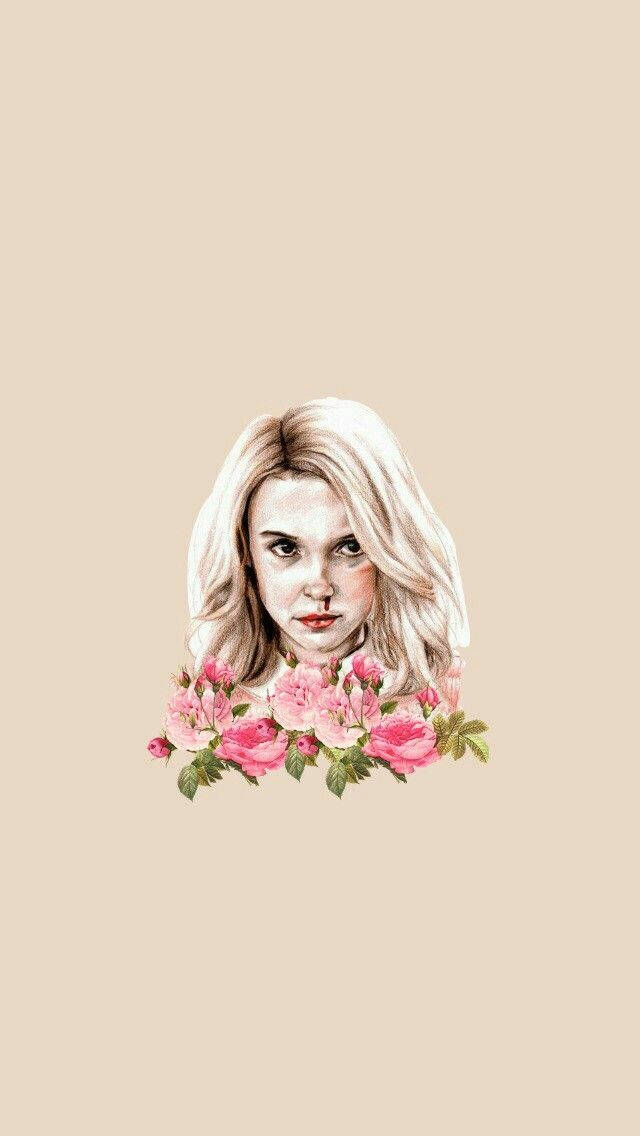 Stranger Things, Eleven, watercolor portrait, SD Phone Wallpaper