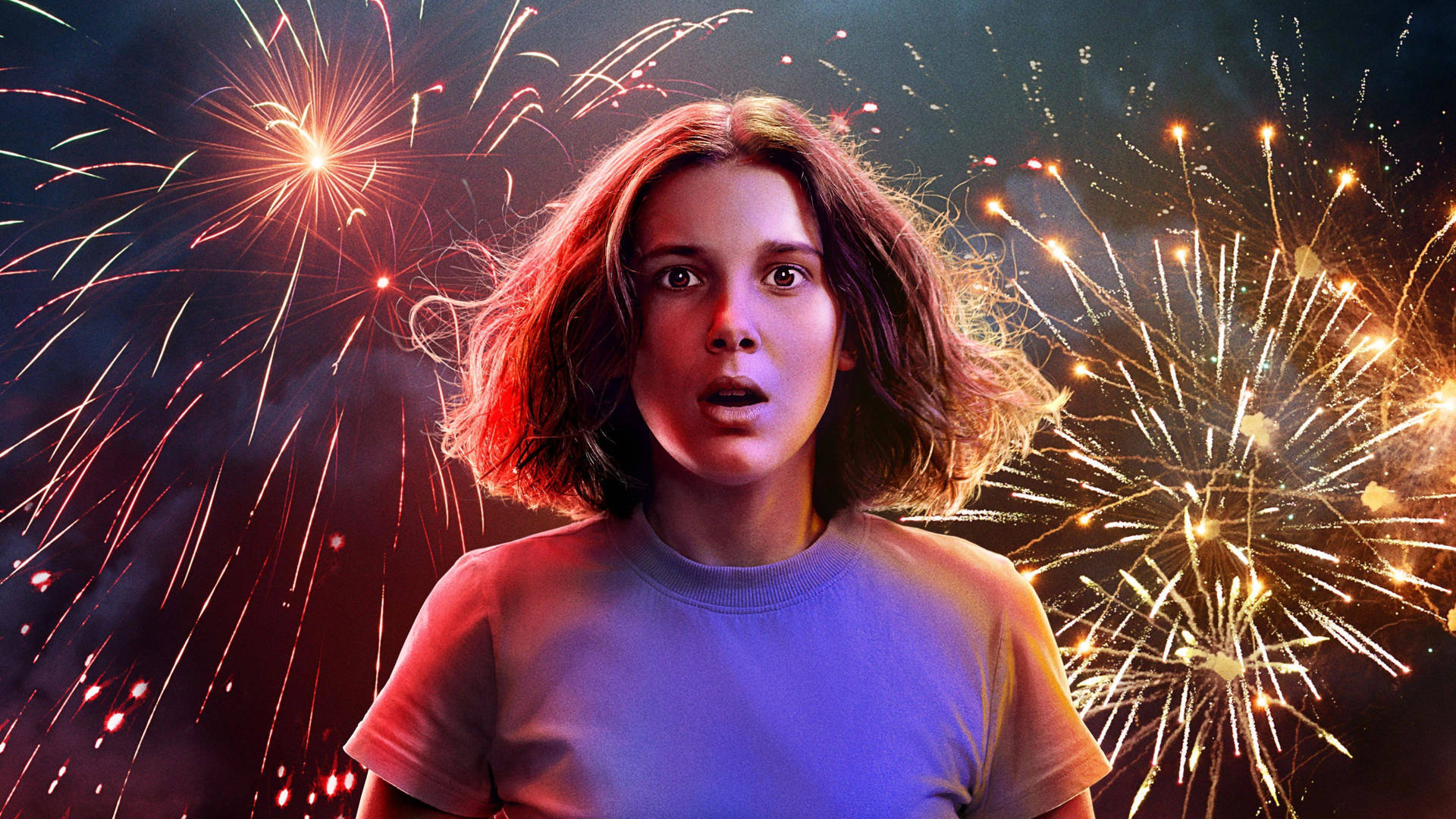 Stranger Things, Eleven, fireworks, Full HD Desktop Wallpaper