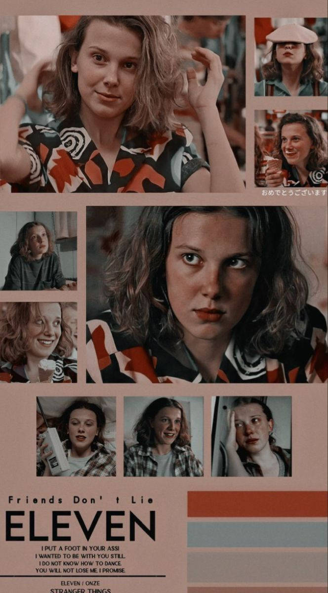 Eleven, Stranger Things, muted pink background, SD Phone Wallpaper