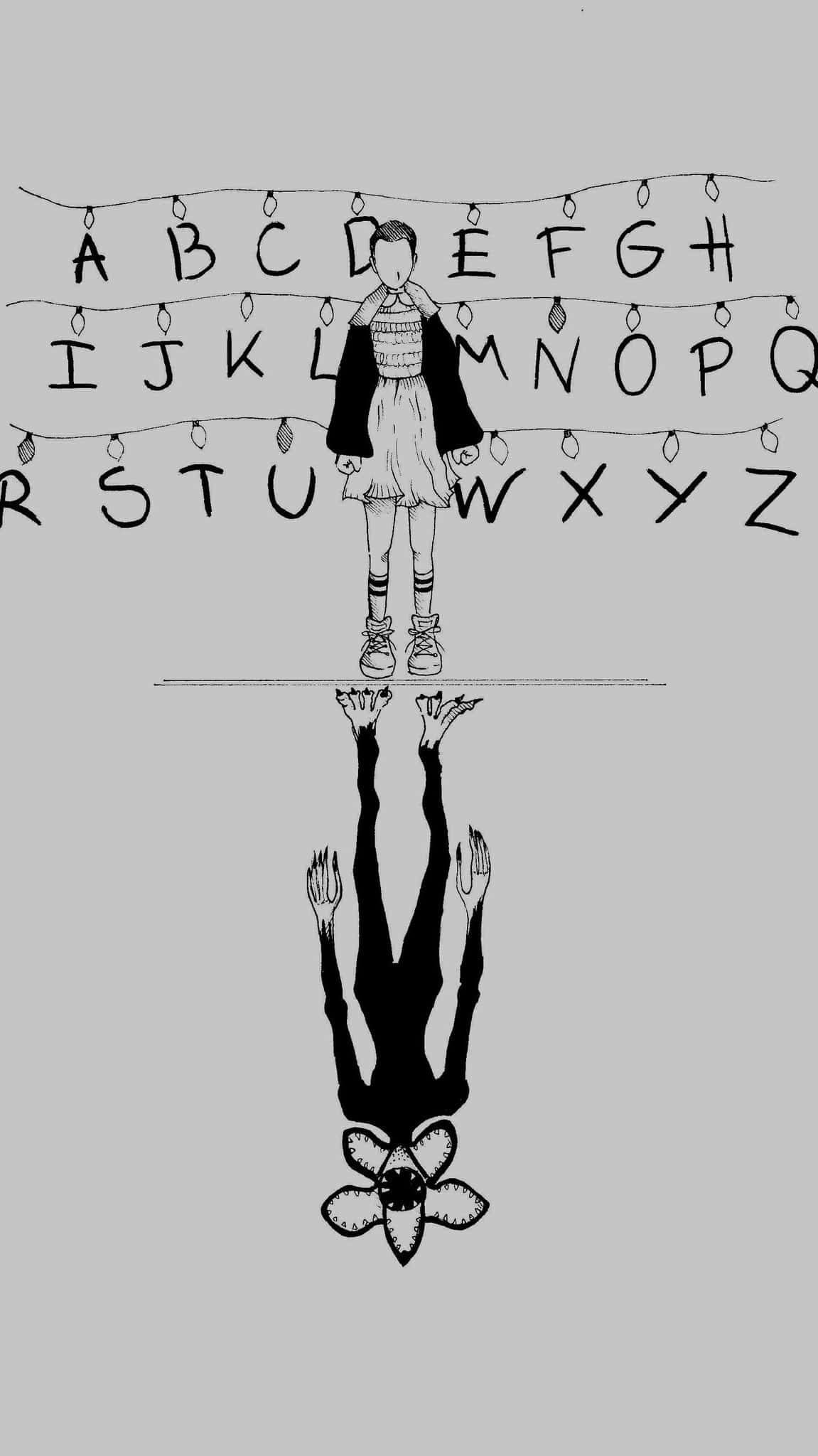 Eleven, Stranger Things, black and white illustration, Full HD Phone Wallpaper