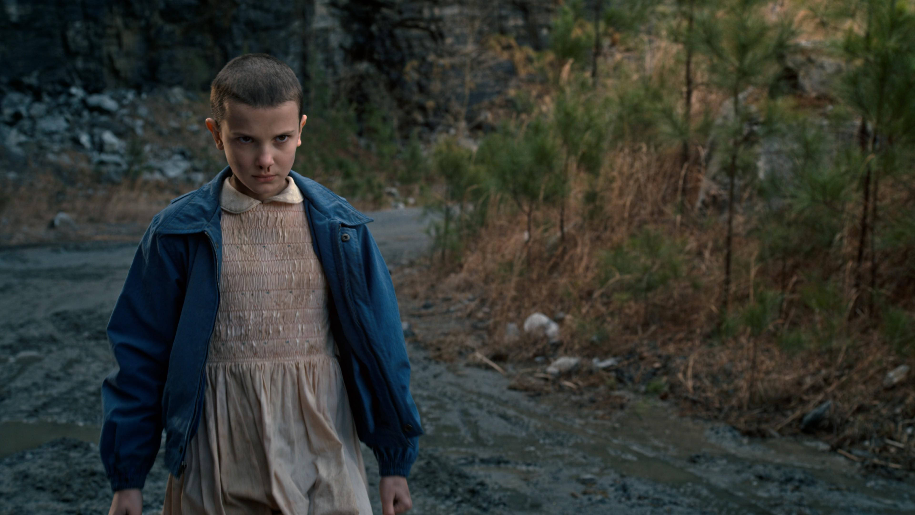 Eleven, Stranger Things, blue jacket, 4K Desktop Wallpaper