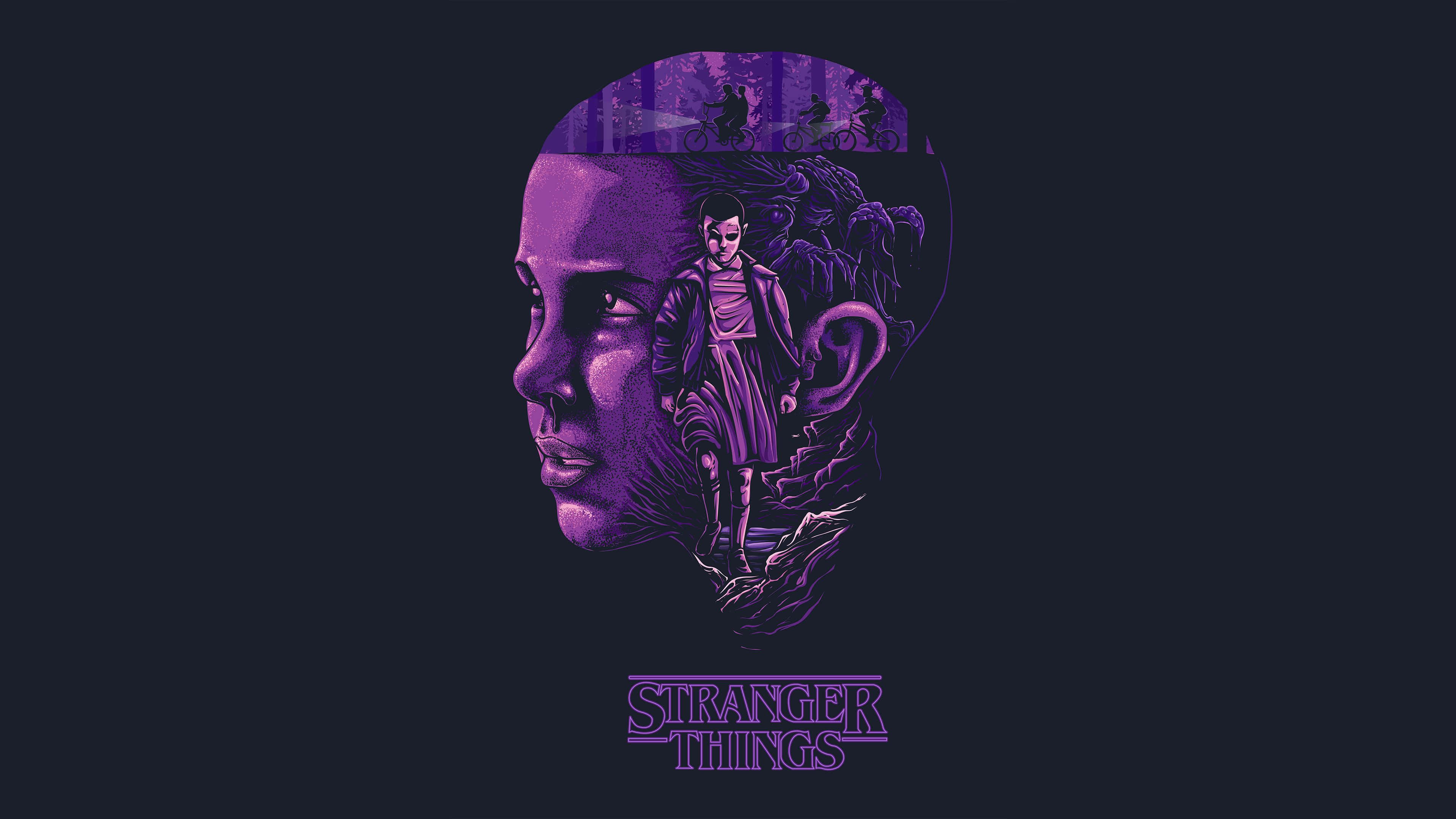 Eleven, Stranger Things, purple, 4K Desktop Wallpaper