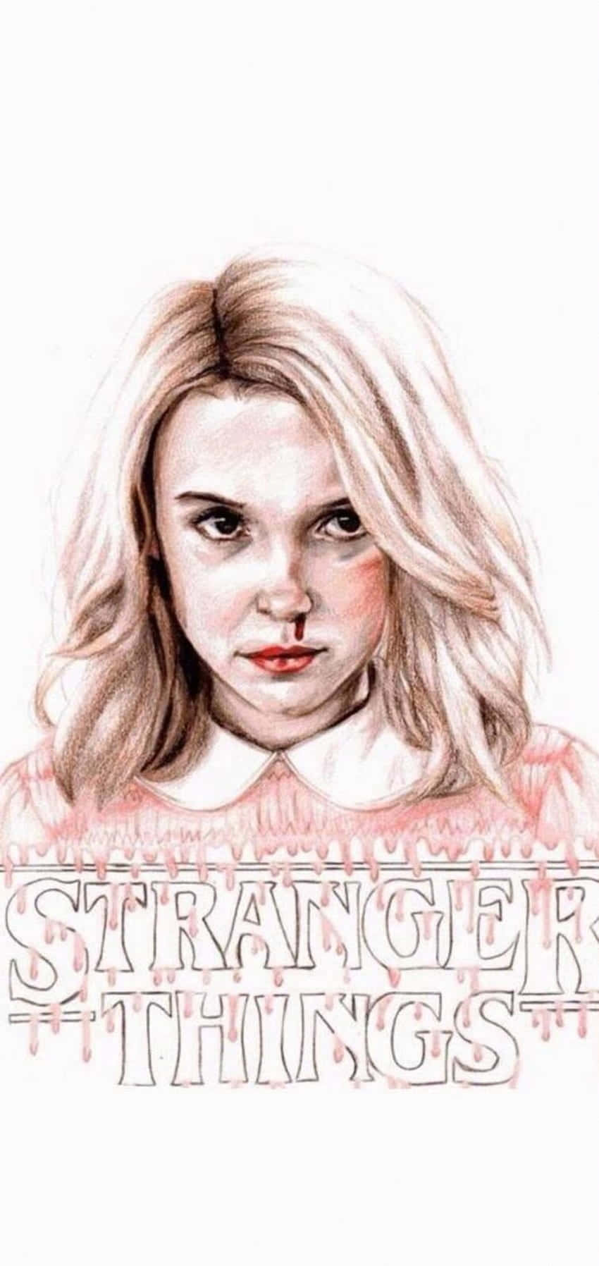 Eleven, Stranger Things, bloodstain on her nose, HD Phone Wallpaper