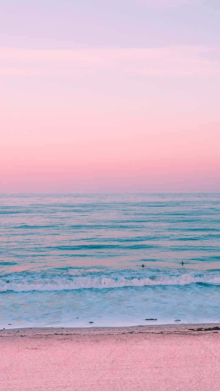 pastel sunset, pink sky, pink-hued beach, HD Phone Wallpaper