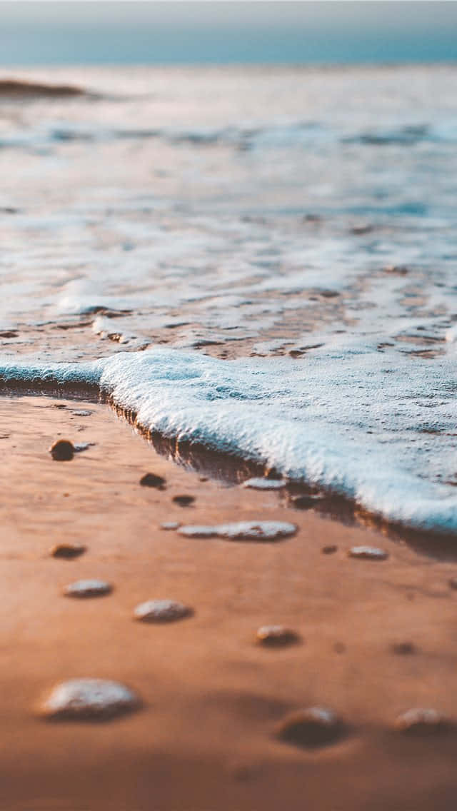 serene beach waves, summer aesthetic, golden sand, SD Phone Wallpaper