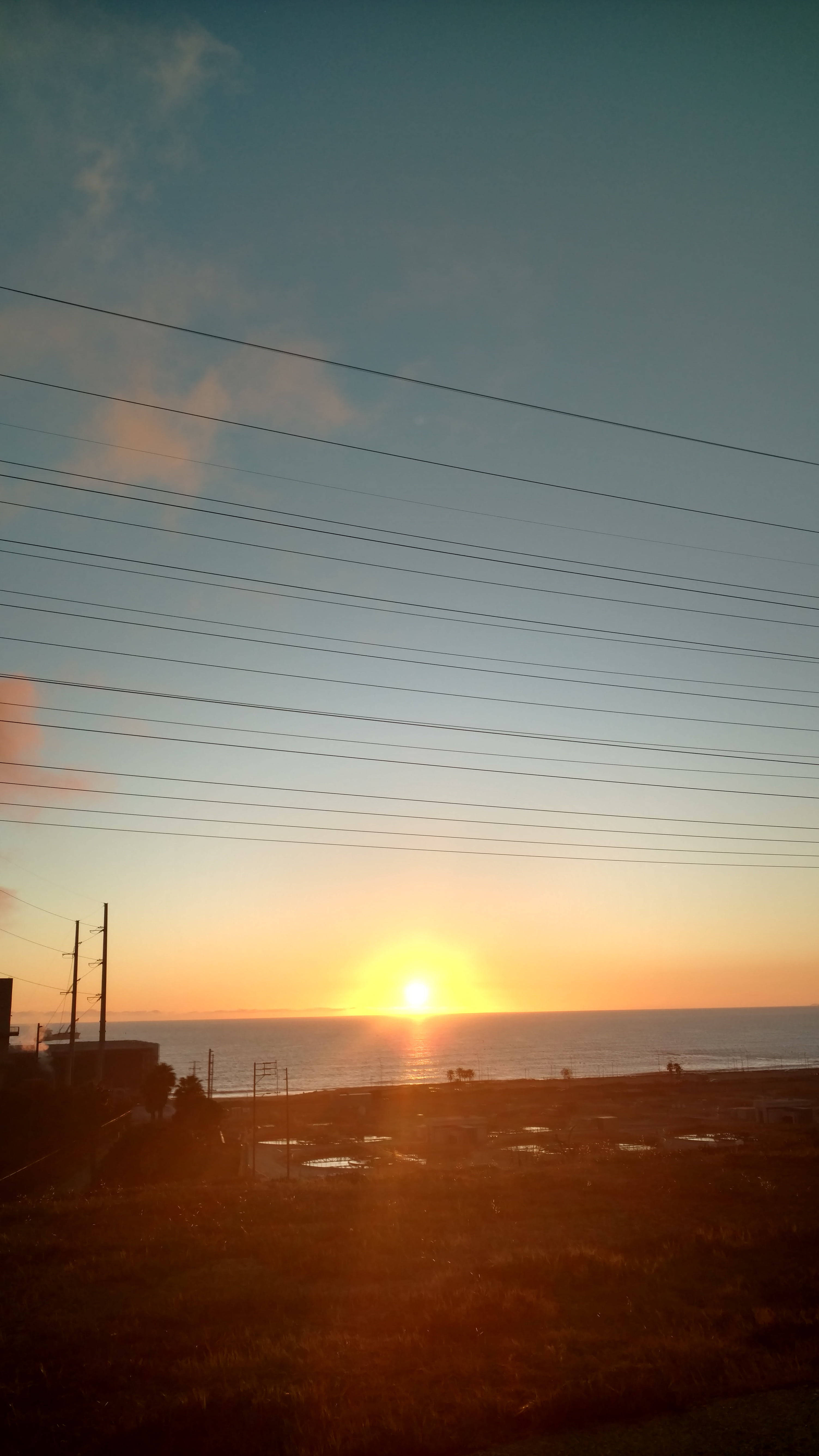 Orange Aesthetic Sunset Horizon View, sunset, ocean, 5K Phone Wallpaper