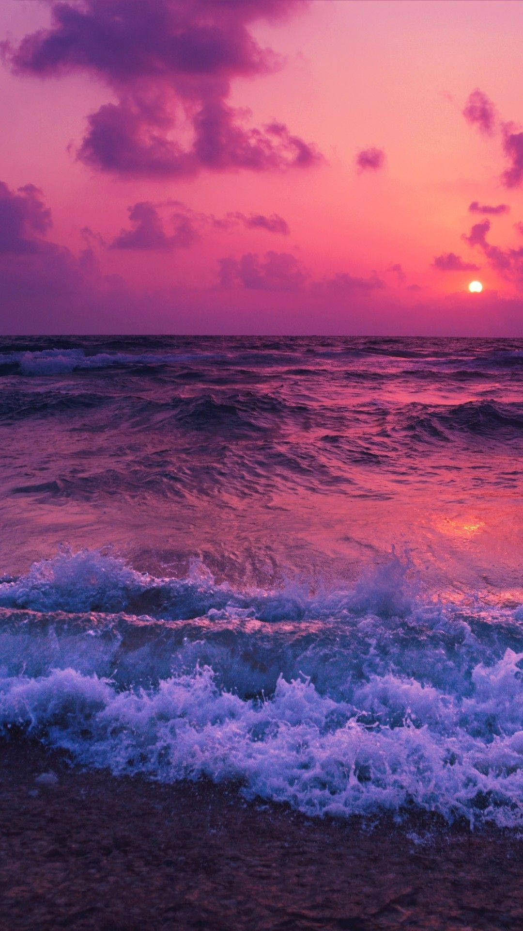 Aesthetic Sunset, ocean, pink, Full HD Phone Wallpaper