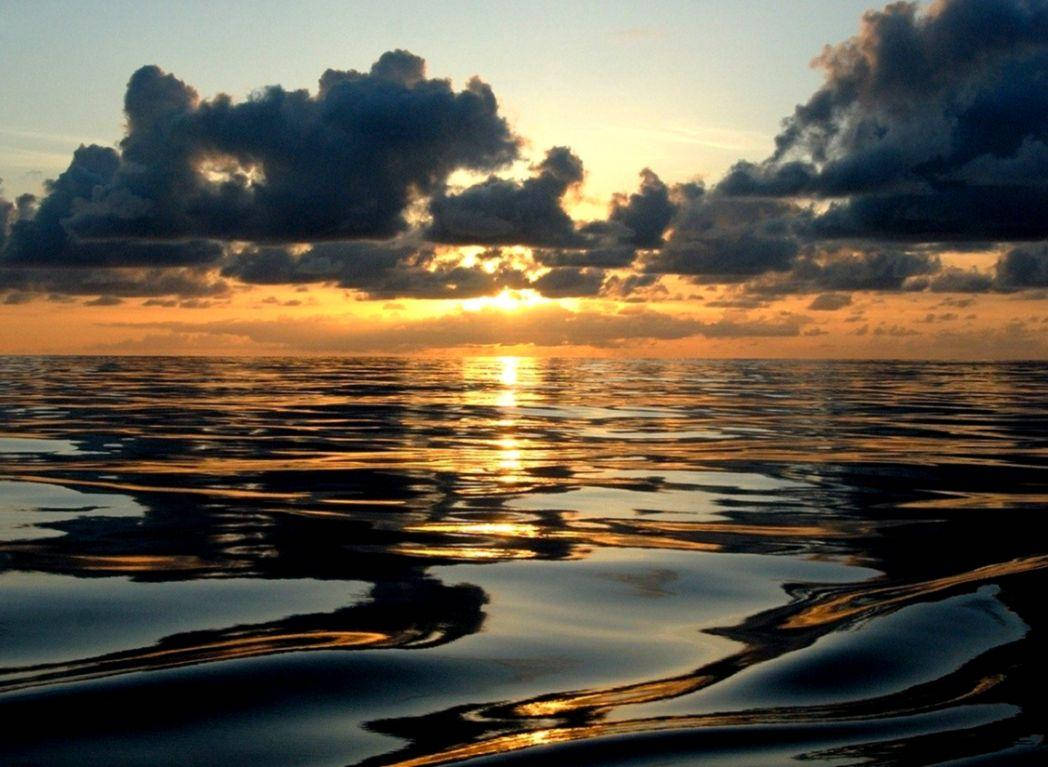 Sunset, ocean, golden light, SD Desktop Wallpaper