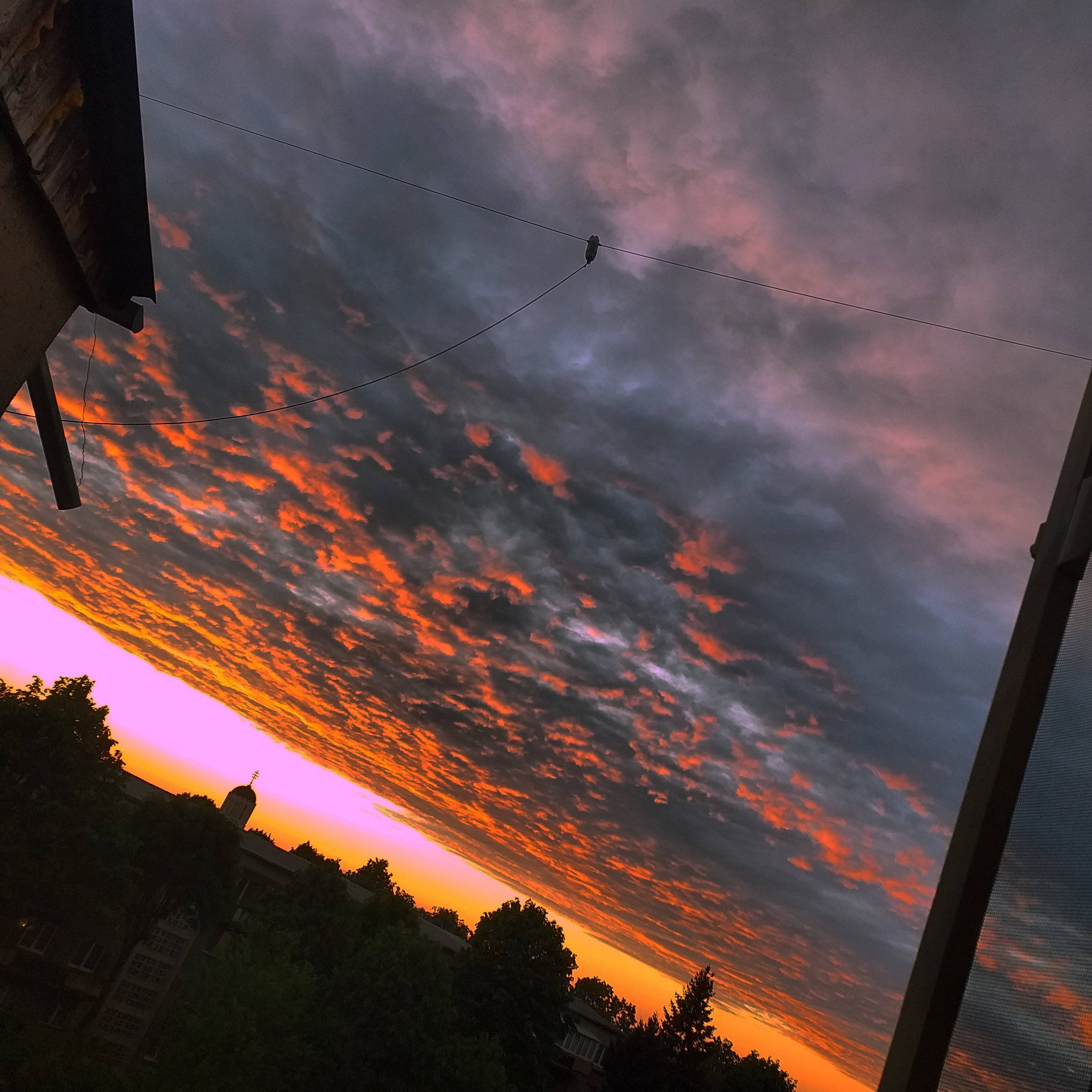 cloudy aesthetic sunset, fiery orange, purple, 2K Desktop Wallpaper