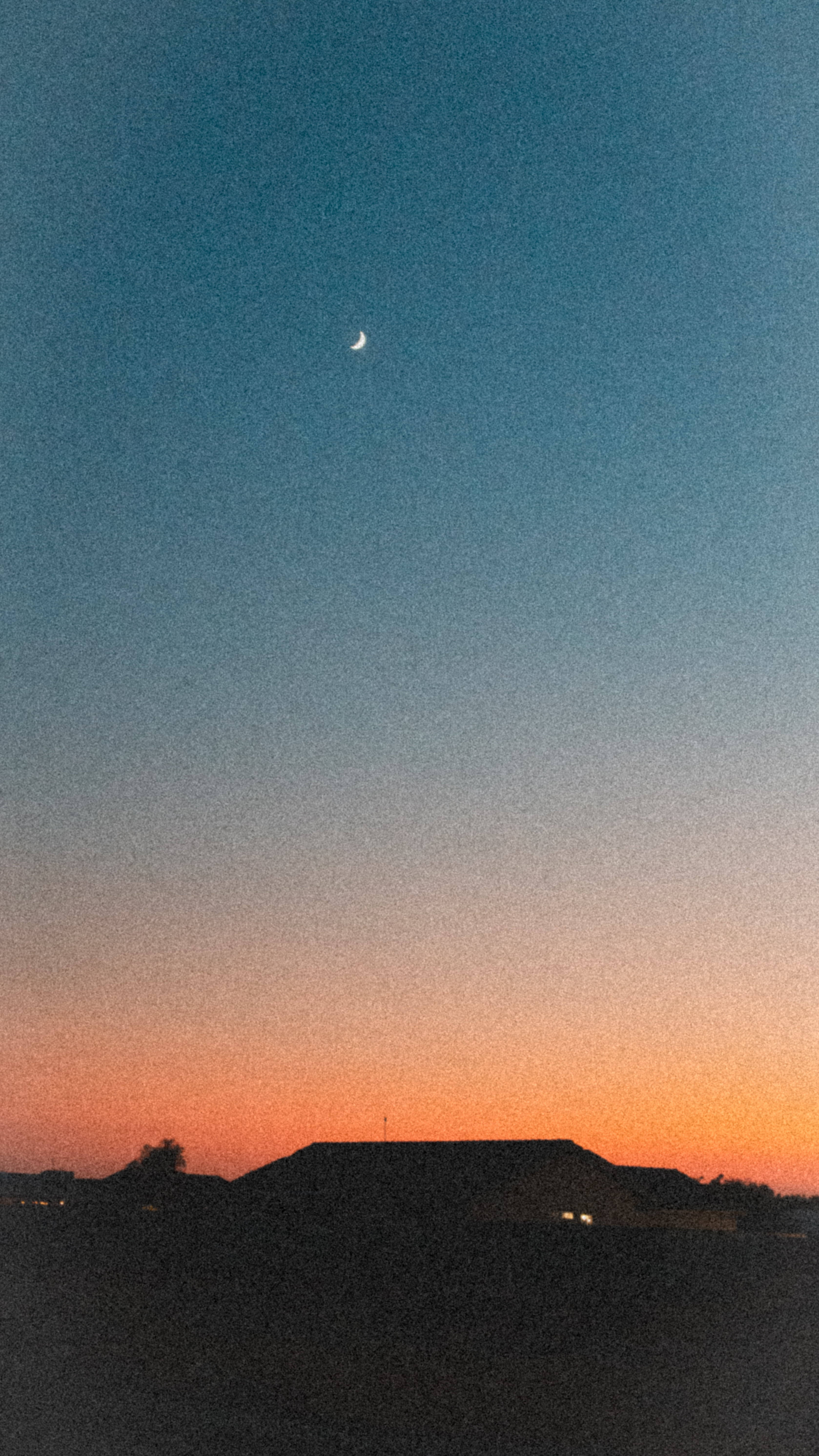 crescent moon, twilight sky, deep blue, 5K Phone Wallpaper