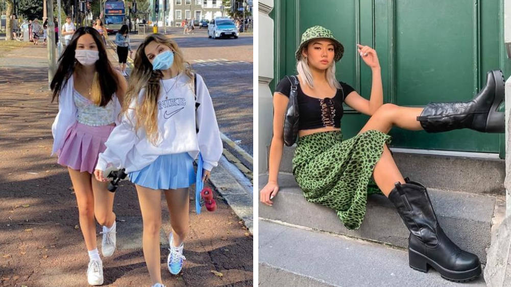 pleated skirts, face masks, green leopard print outfit, SD Desktop Wallpaper
