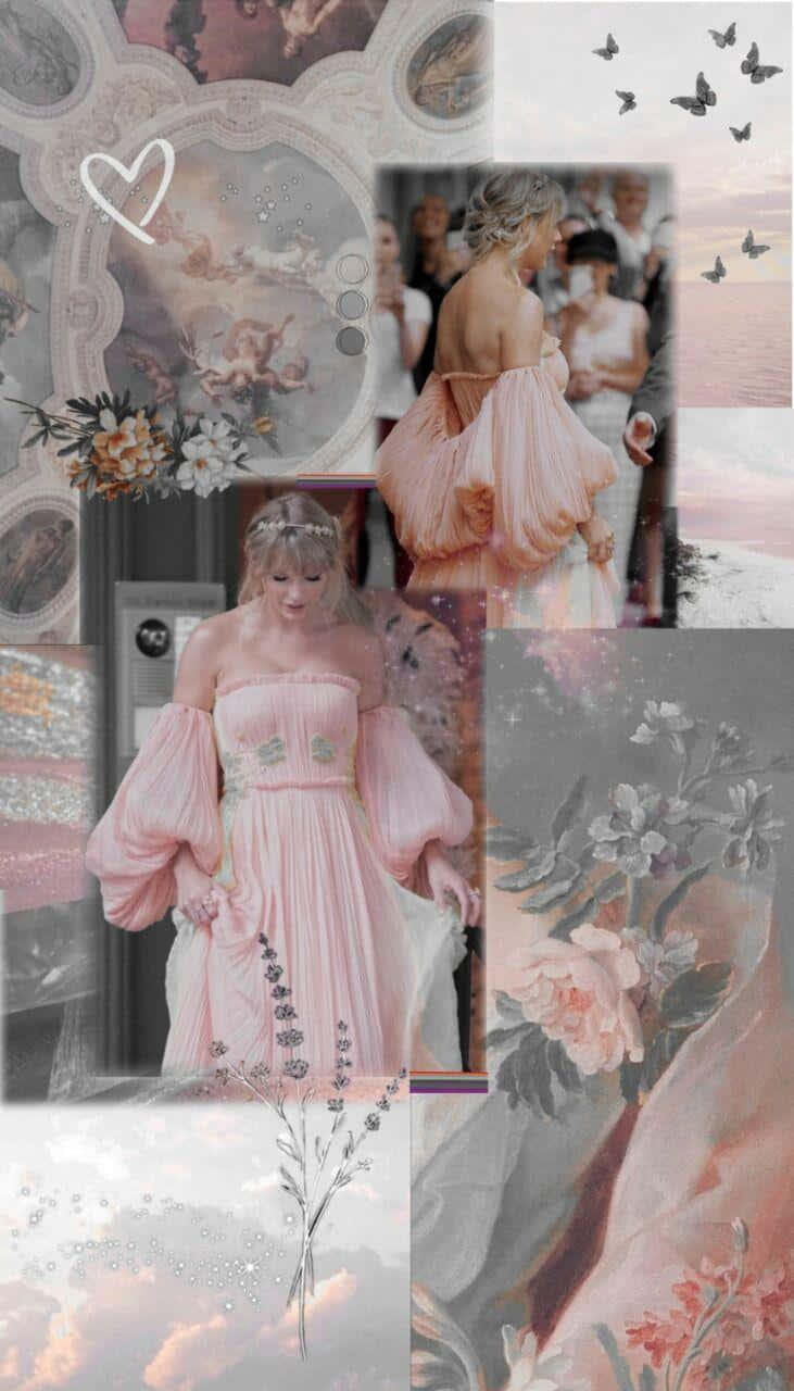 pastel dreams, pink gowns, floral motifs, HD Phone Wallpaper