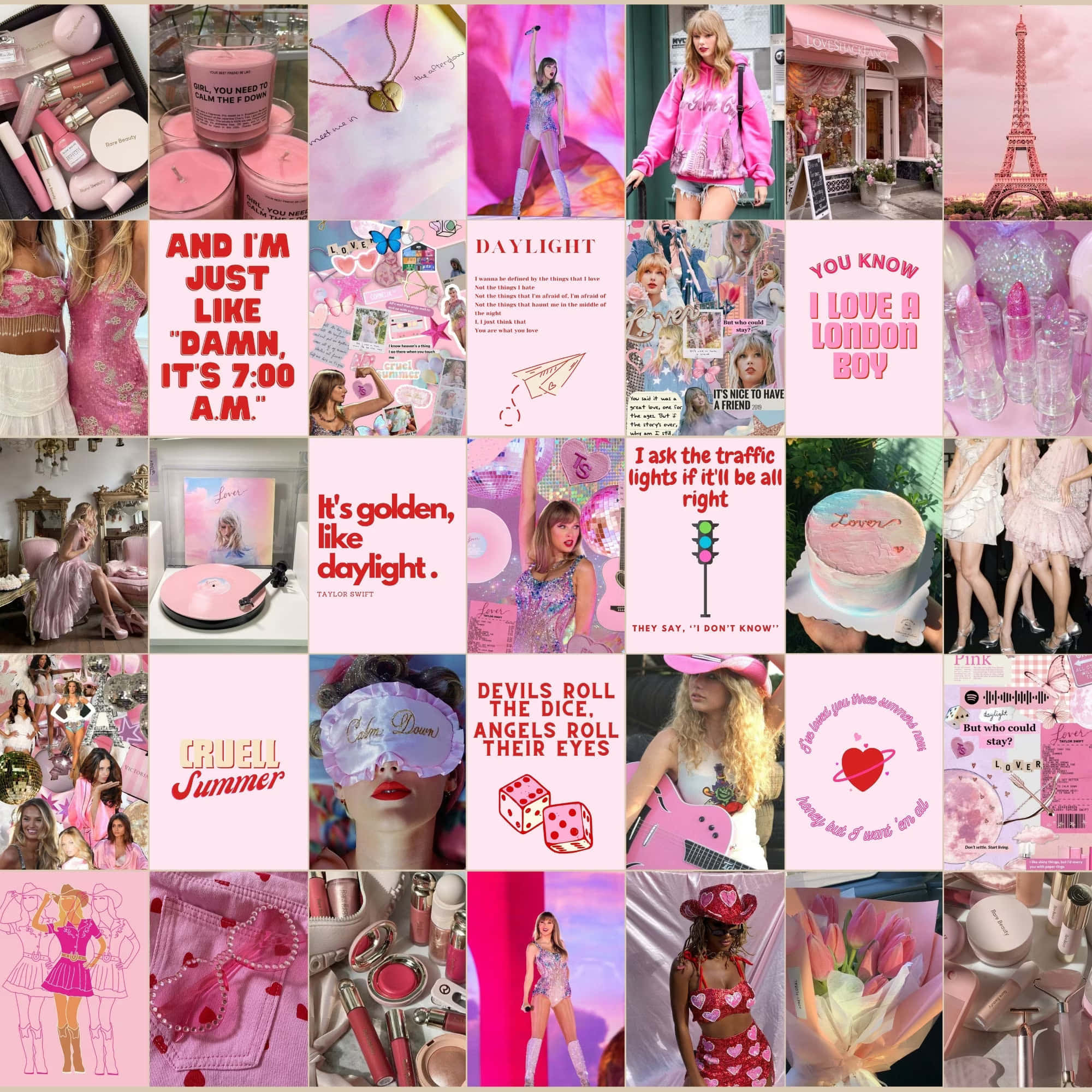 Taylor Swift, pink-themed, collage, Full HD Desktop Wallpaper