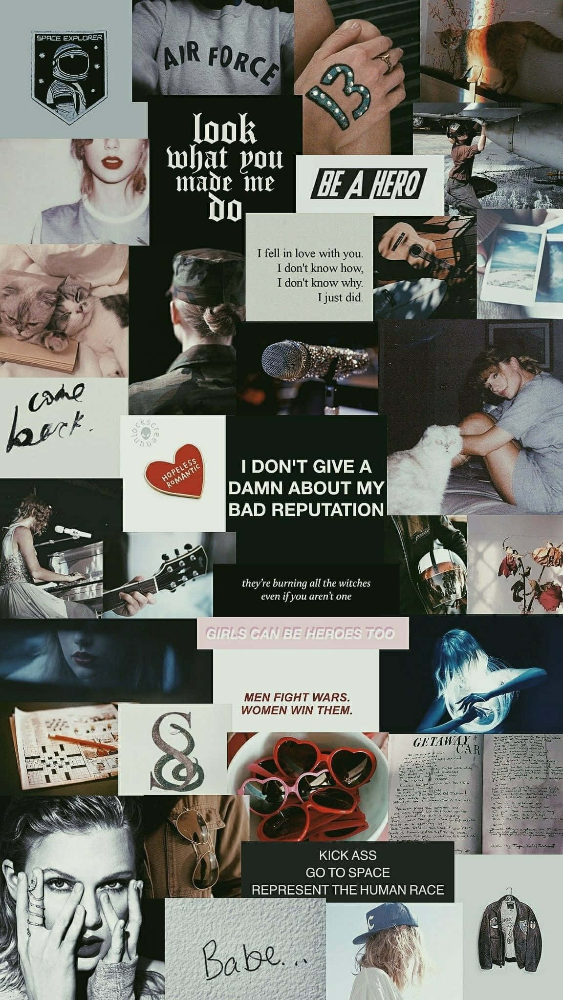 Taylor Swift, aesthetic collage, empowering quotes, Full HD Phone Wallpaper