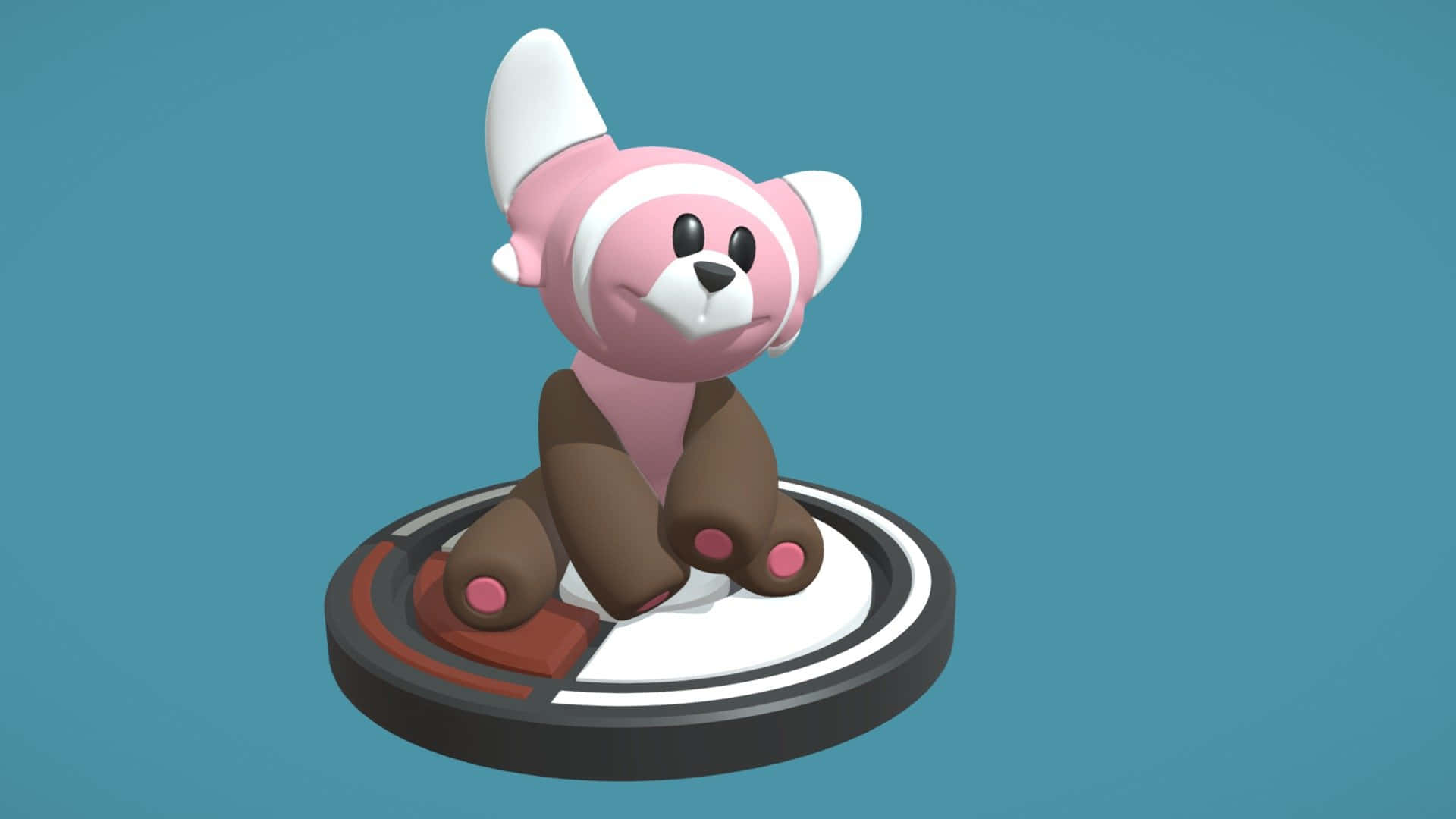 3D Stufful, pink and white, 3D-rendered teddy bear figurine, Full HD Desktop Wallpaper