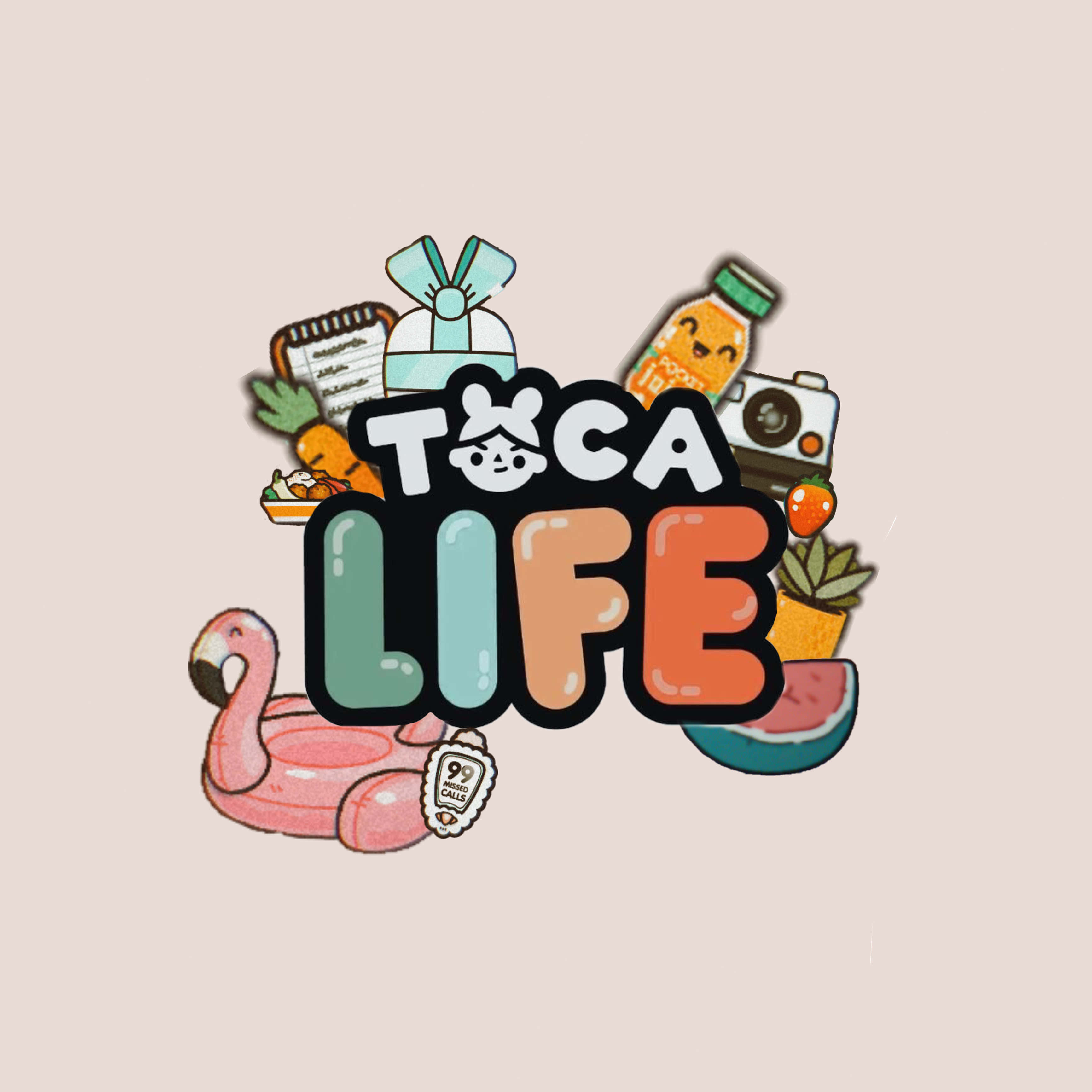 Toca Life, flamingo float, camera, 2K Desktop Wallpaper