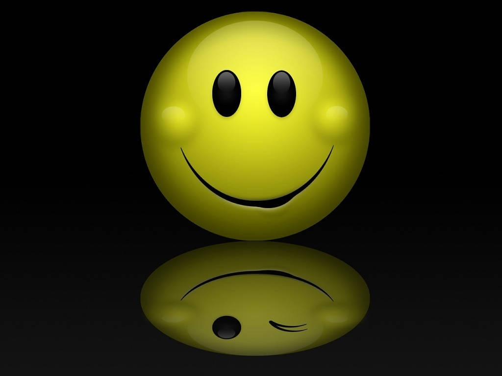 smiley face, glossy yellow, black eyes, SD Desktop Wallpaper