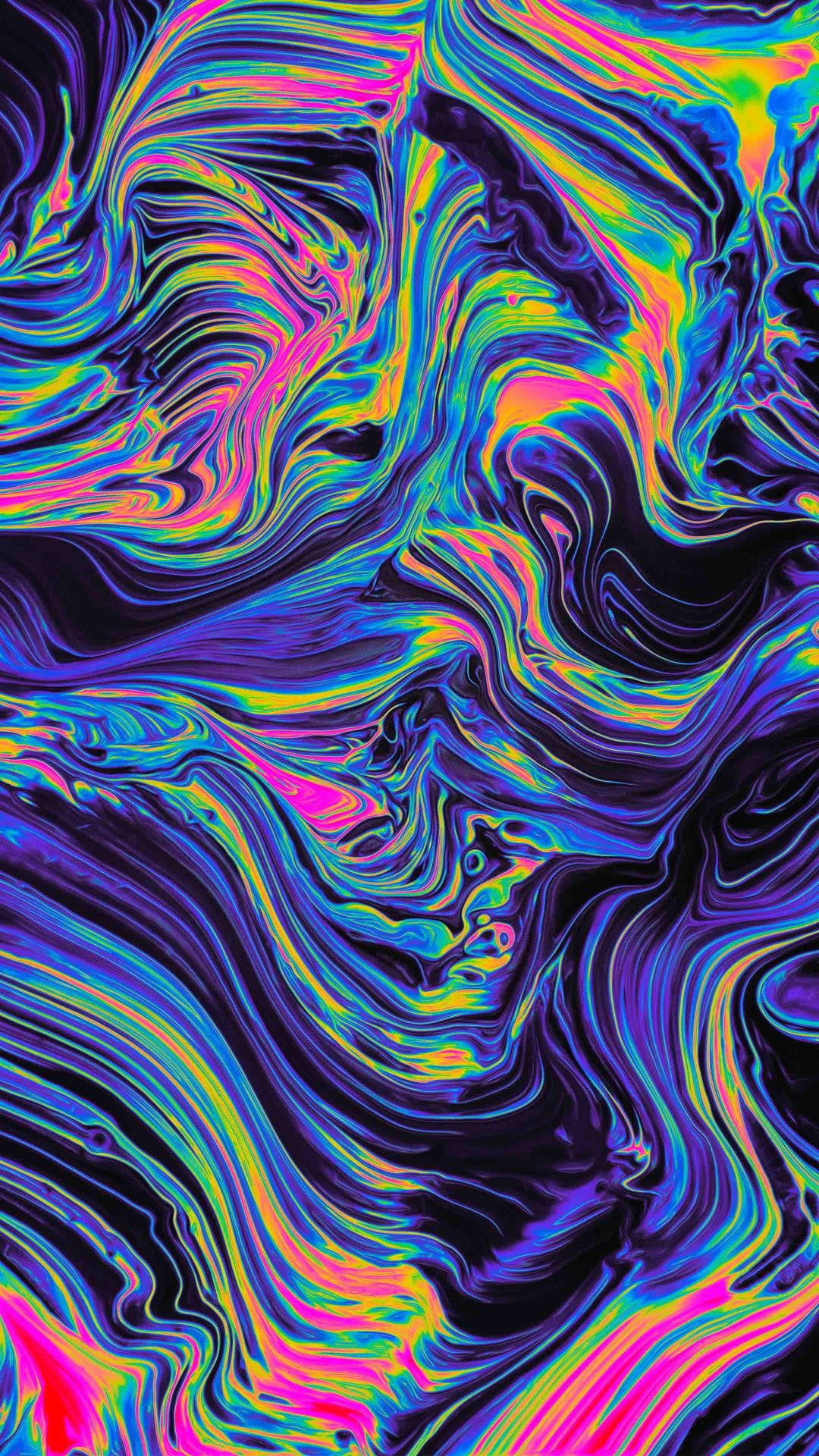 neon swirls, pink, blue, Full HD Phone Wallpaper