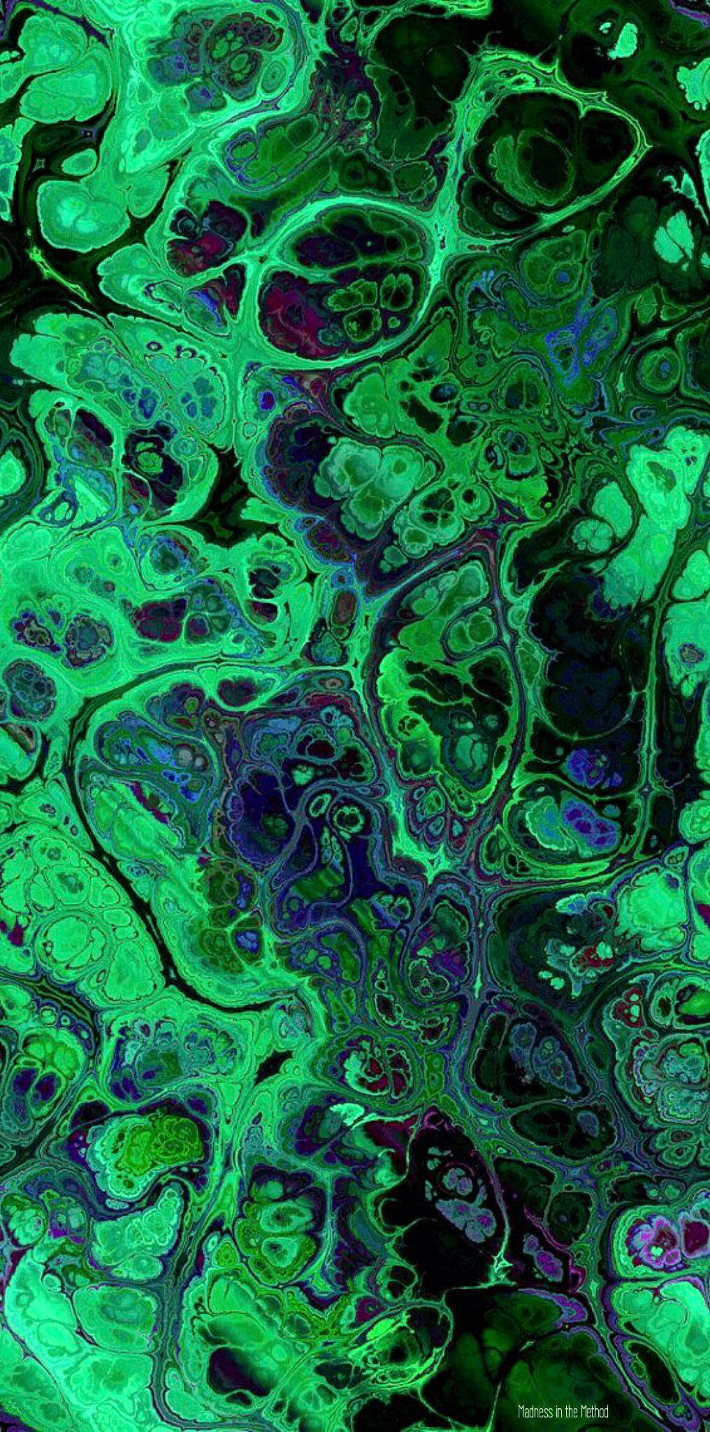 vibrant green, purple abstract fluid swirls, glowing neon accents, Full HD Phone Wallpaper