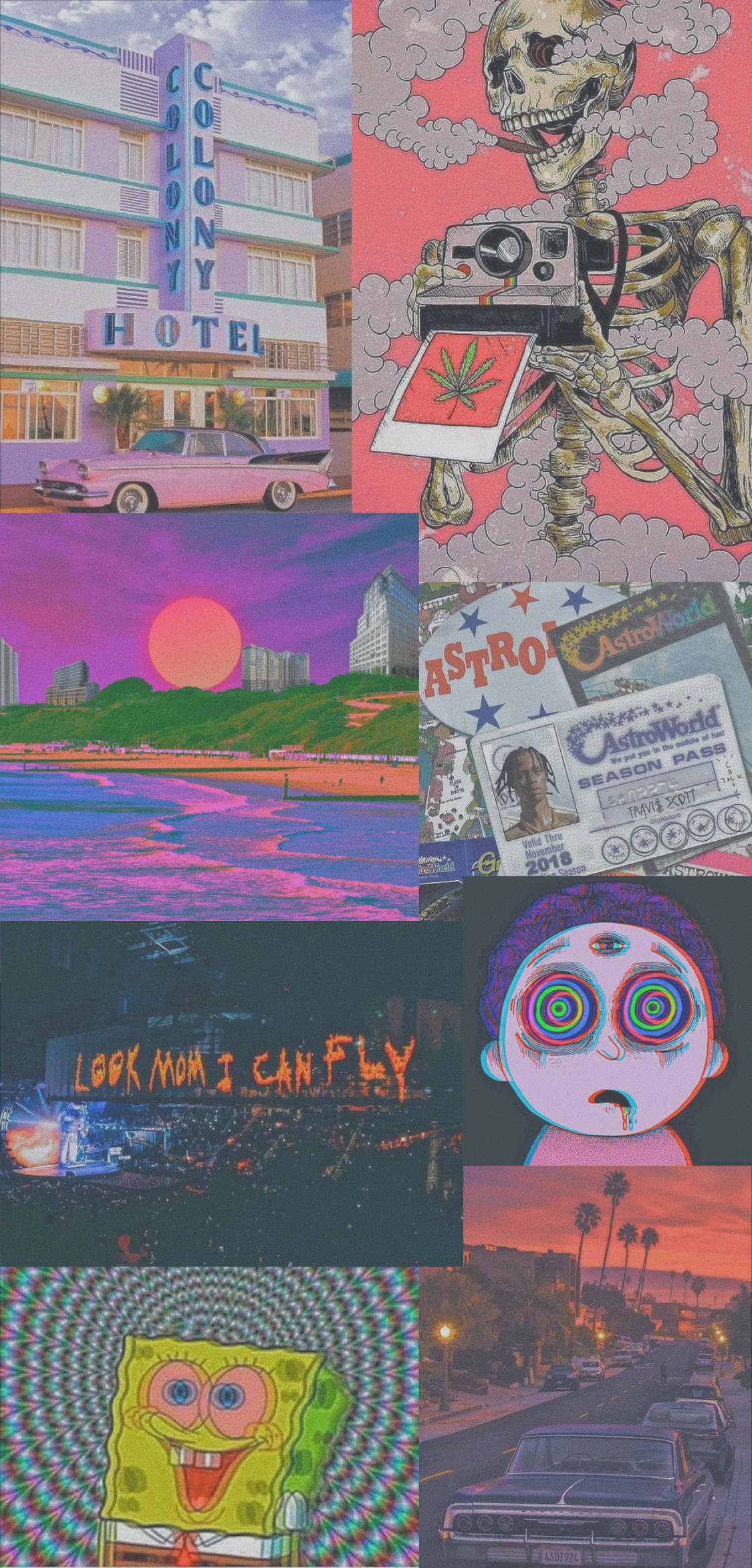 aesthetic trippy, retro motel, skeleton with camera, Full HD Phone Wallpaper