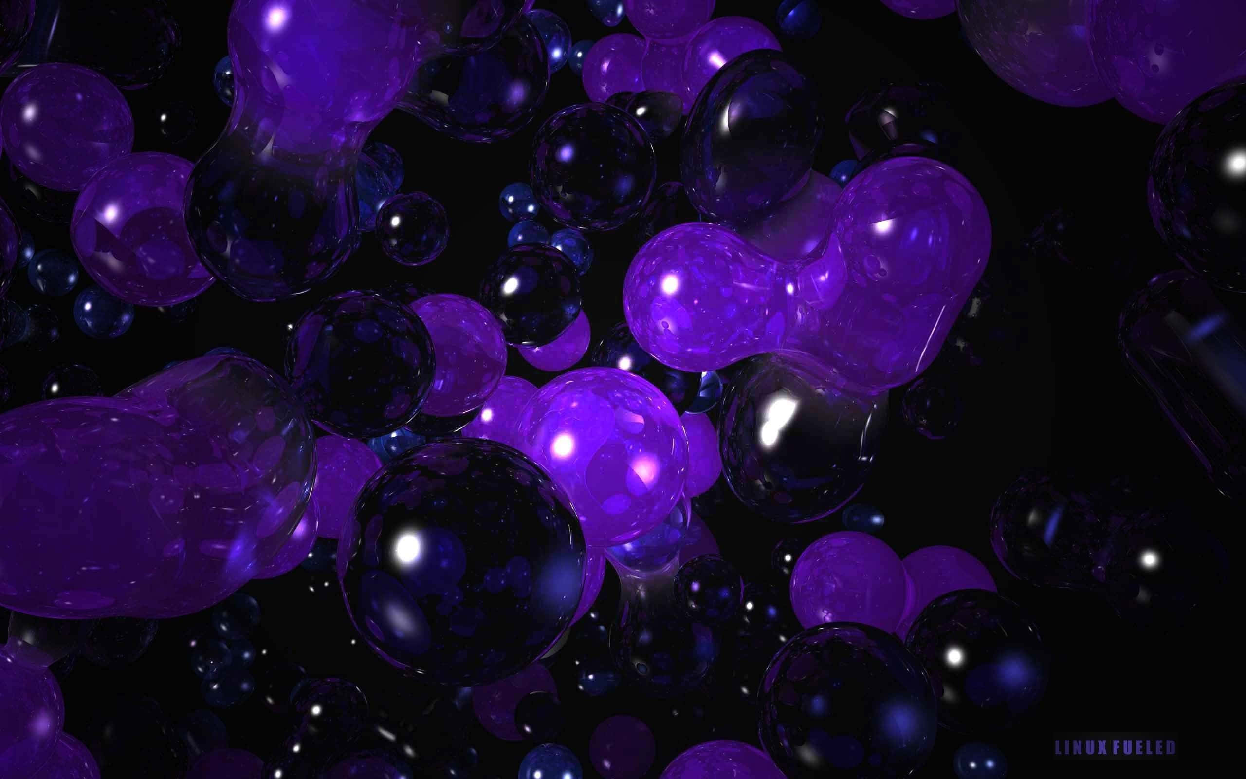 Aesthetic Tumblr Desktop, glossy purple and black bubbles, deep space, 2K Desktop Wallpaper